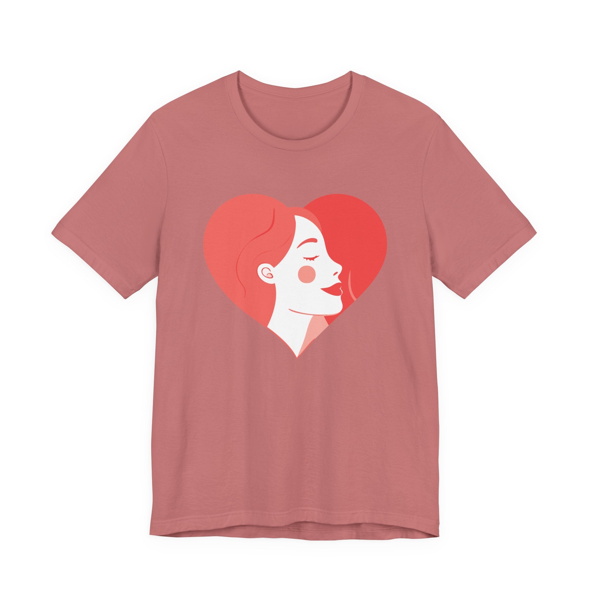 Heart Profile Tee - Minimal Romantic Woman Illustration T-Shirt