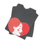 Heart Profile Tee - Minimal Romantic Woman Illustration T-Shirt