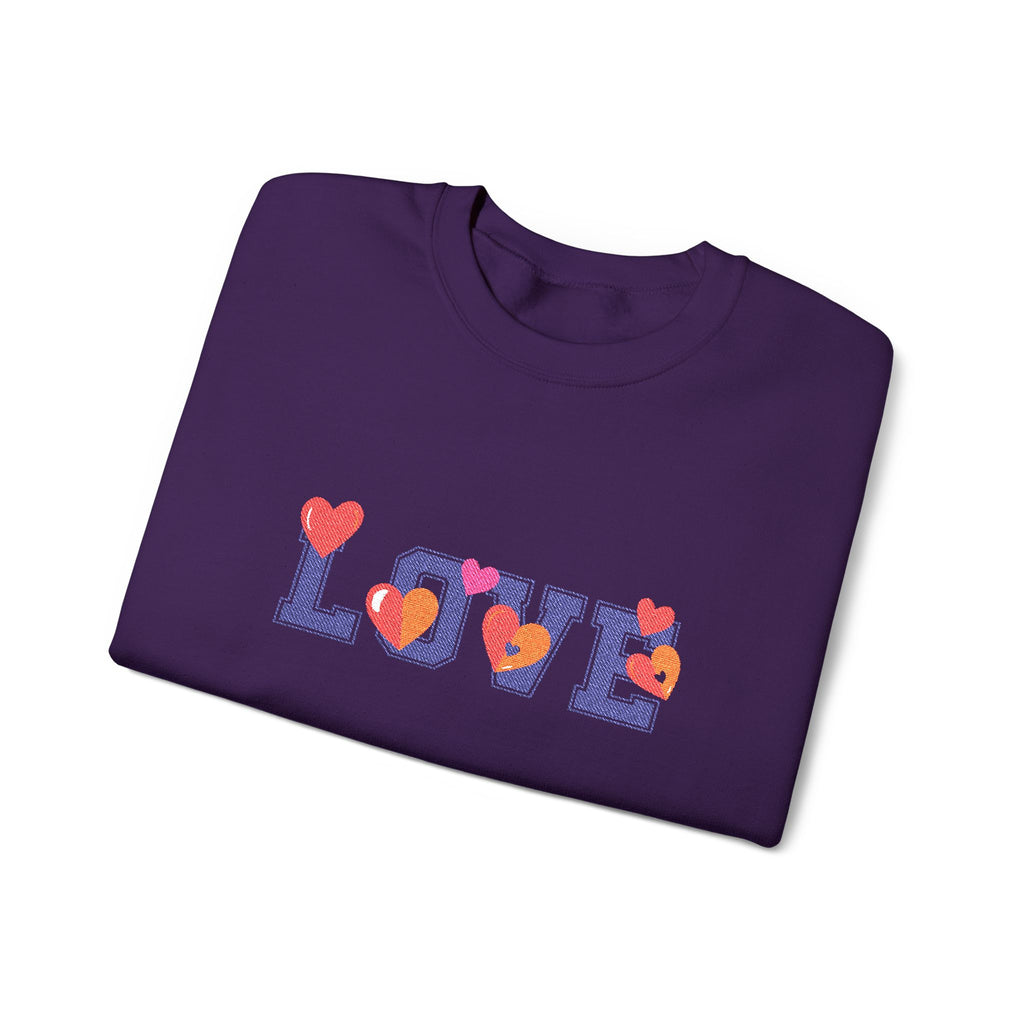 LOVE Floral Crewneck Sweatshirt Heart Pattern Cozy Pullover