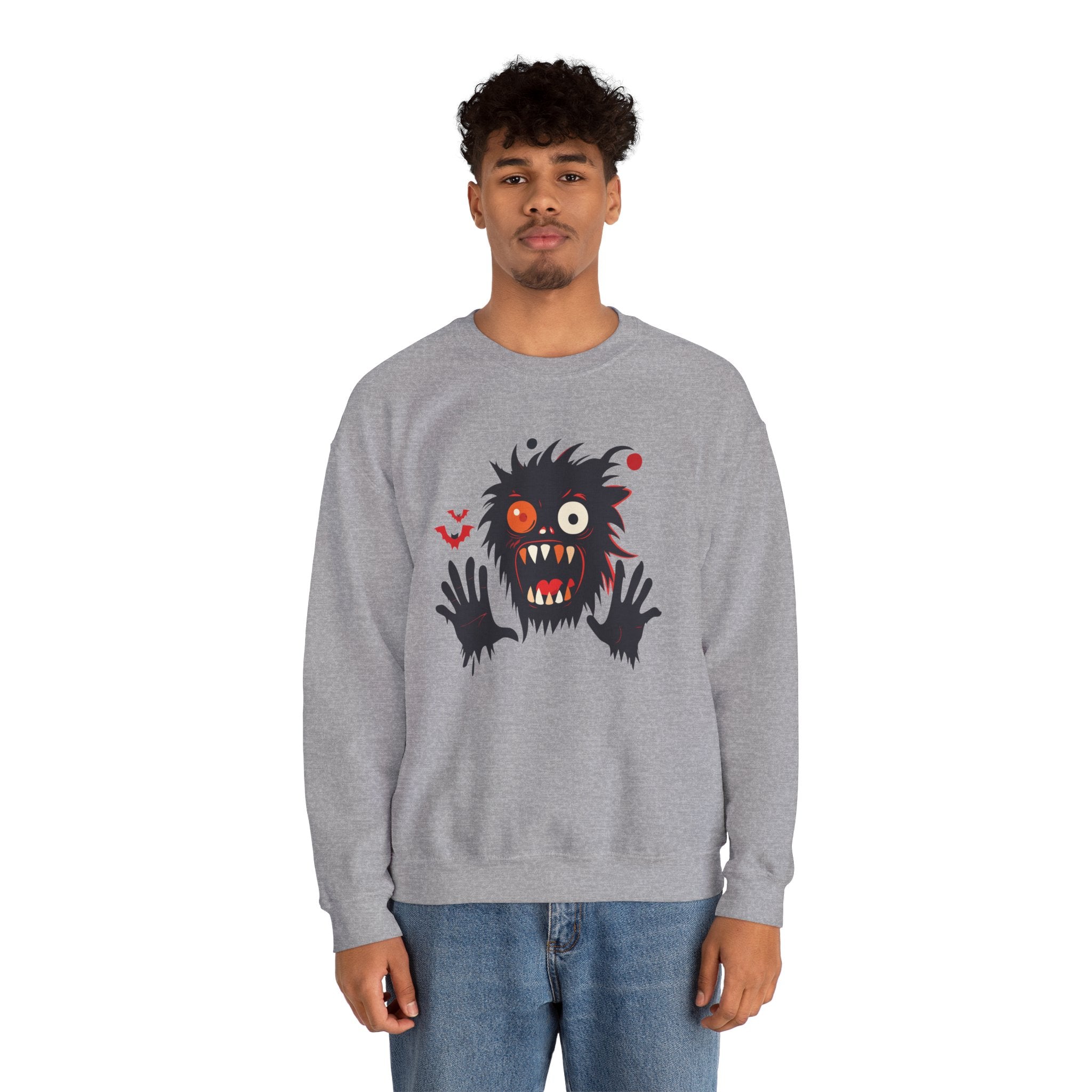 Halloween Monster Crewneck Sweatshirt Spooky Cute Monster Graphic