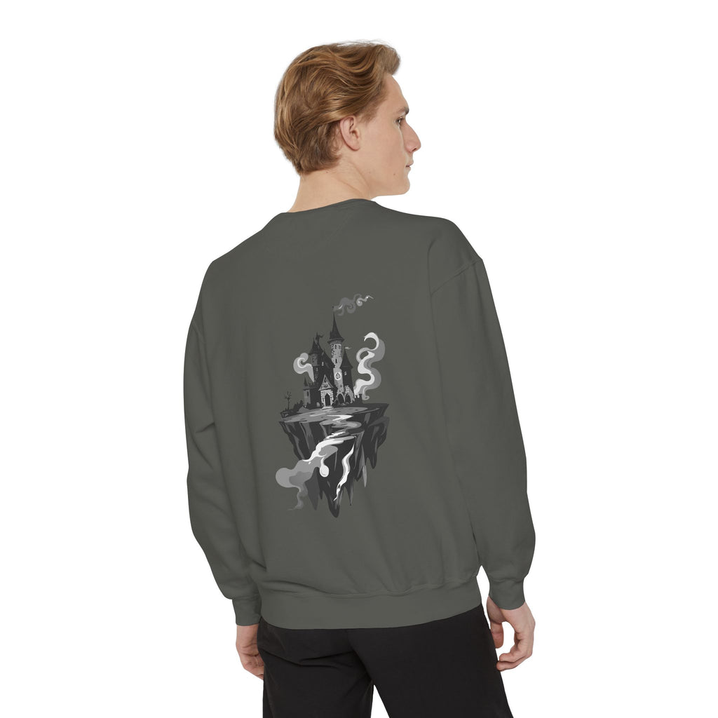 Floating Haunted Castle Sweatshirt Gothic Floating Island Crewneck