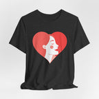 Heart Profile Tee - Minimal Romantic Woman Illustration T-Shirt
