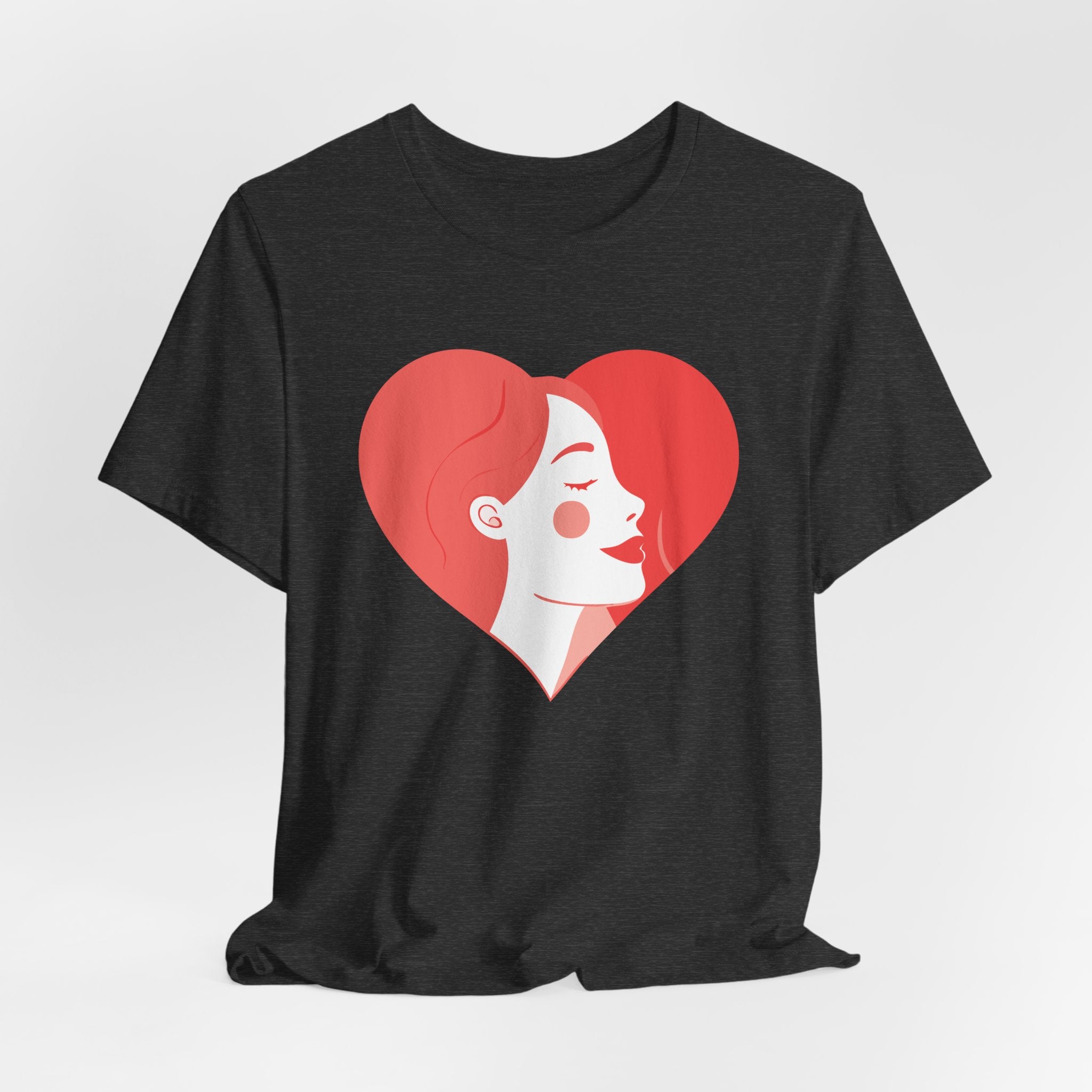 Heart Profile Tee - Minimal Romantic Woman Illustration T-Shirt