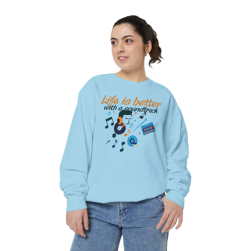 Music Lover Sweatshirt "Life Is Better With a Soundtrack" Retro Cassette Design