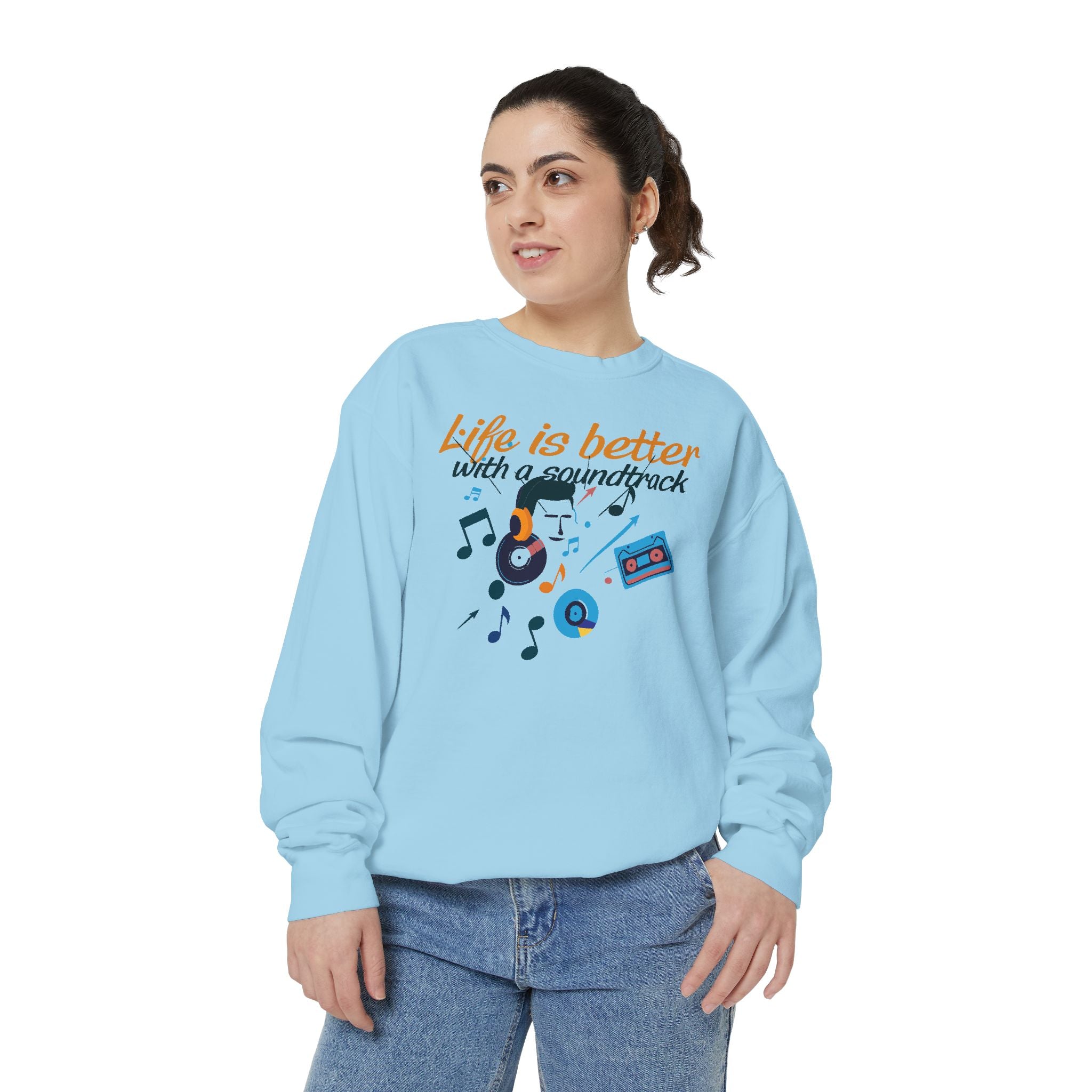 Music Lover Sweatshirt "Life Is Better With a Soundtrack" Retro Cassette Design