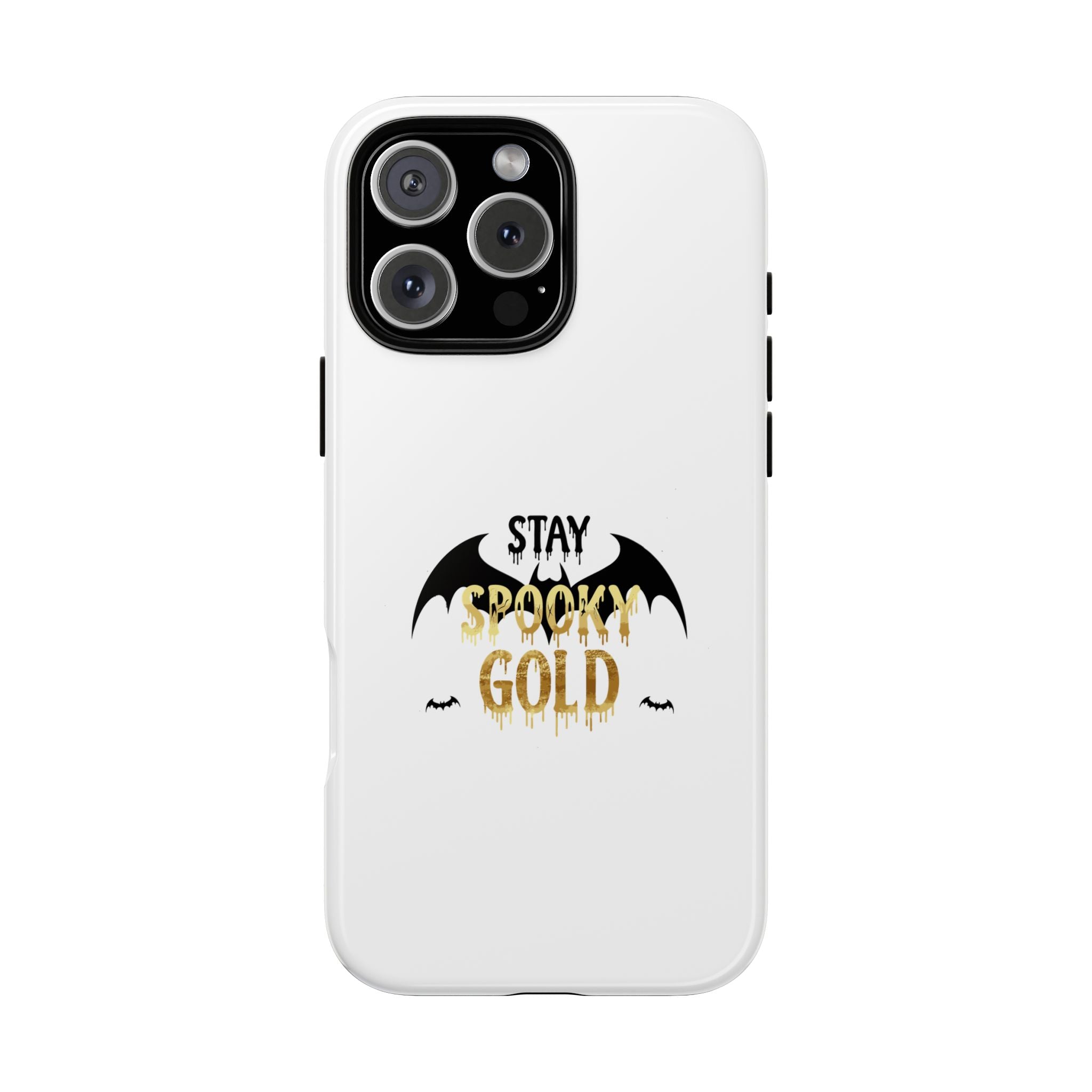 Stay Spooky Gold Phone Case Halloween Bat Design