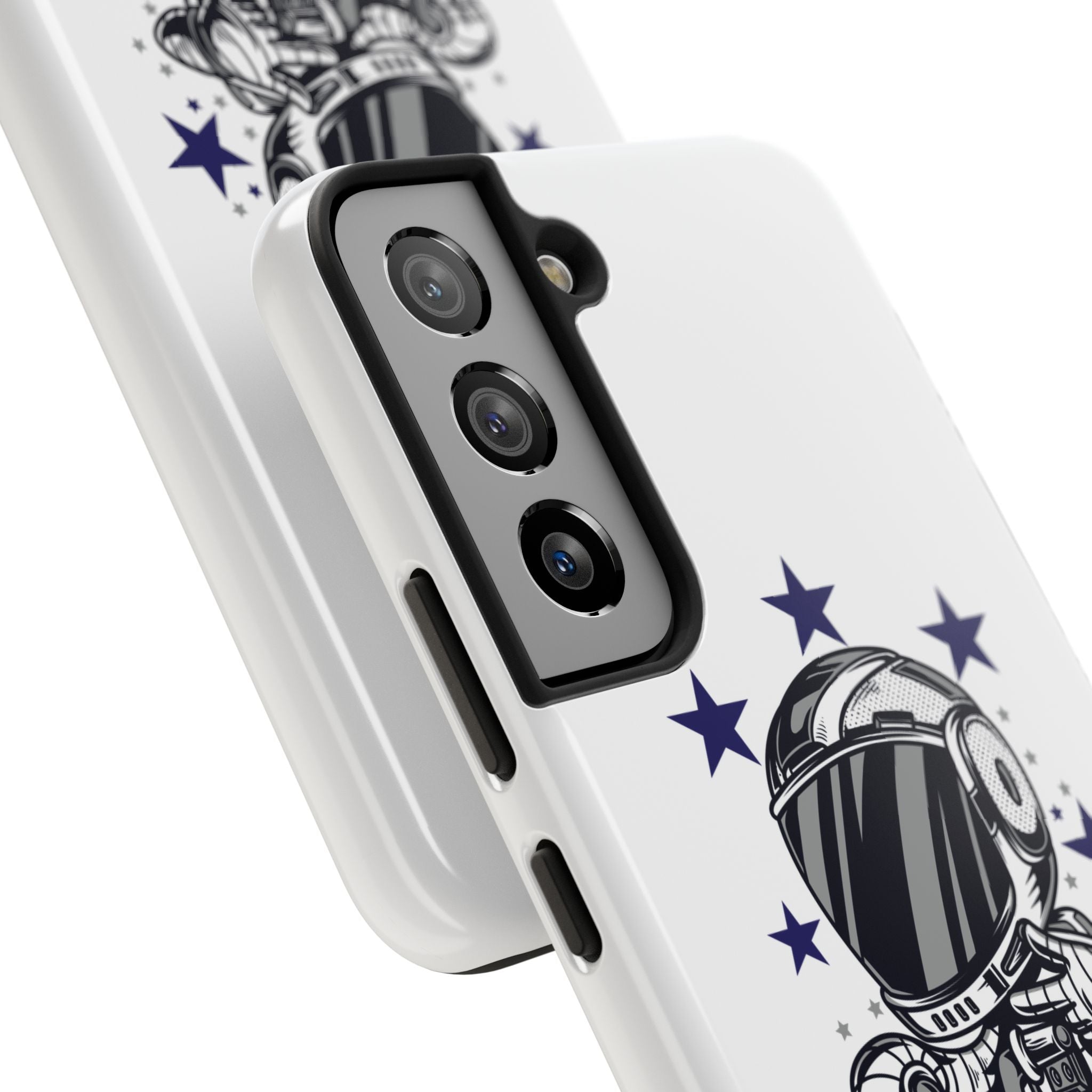 Astronaut Biker Tough Phone Case Retro Space Helmet Rider with Stars