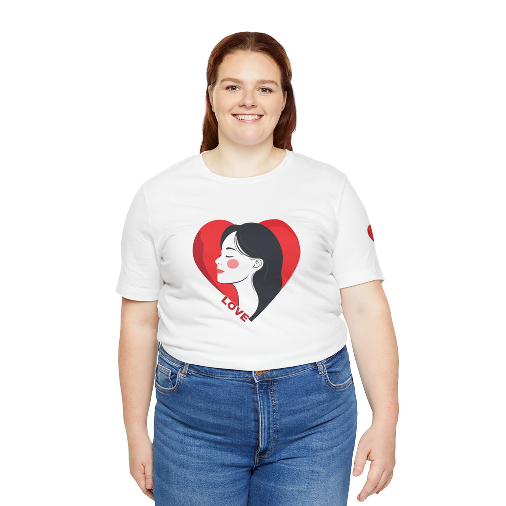 T-Shirt Retro Woman in Heart 'Love' Graphic Tee