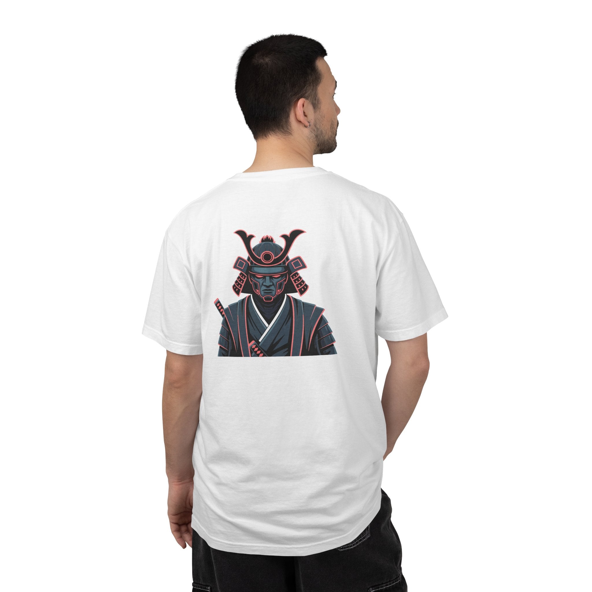 Samurai Warrior Graphic T-Shirt Retro Neon Japanese Armor Tee