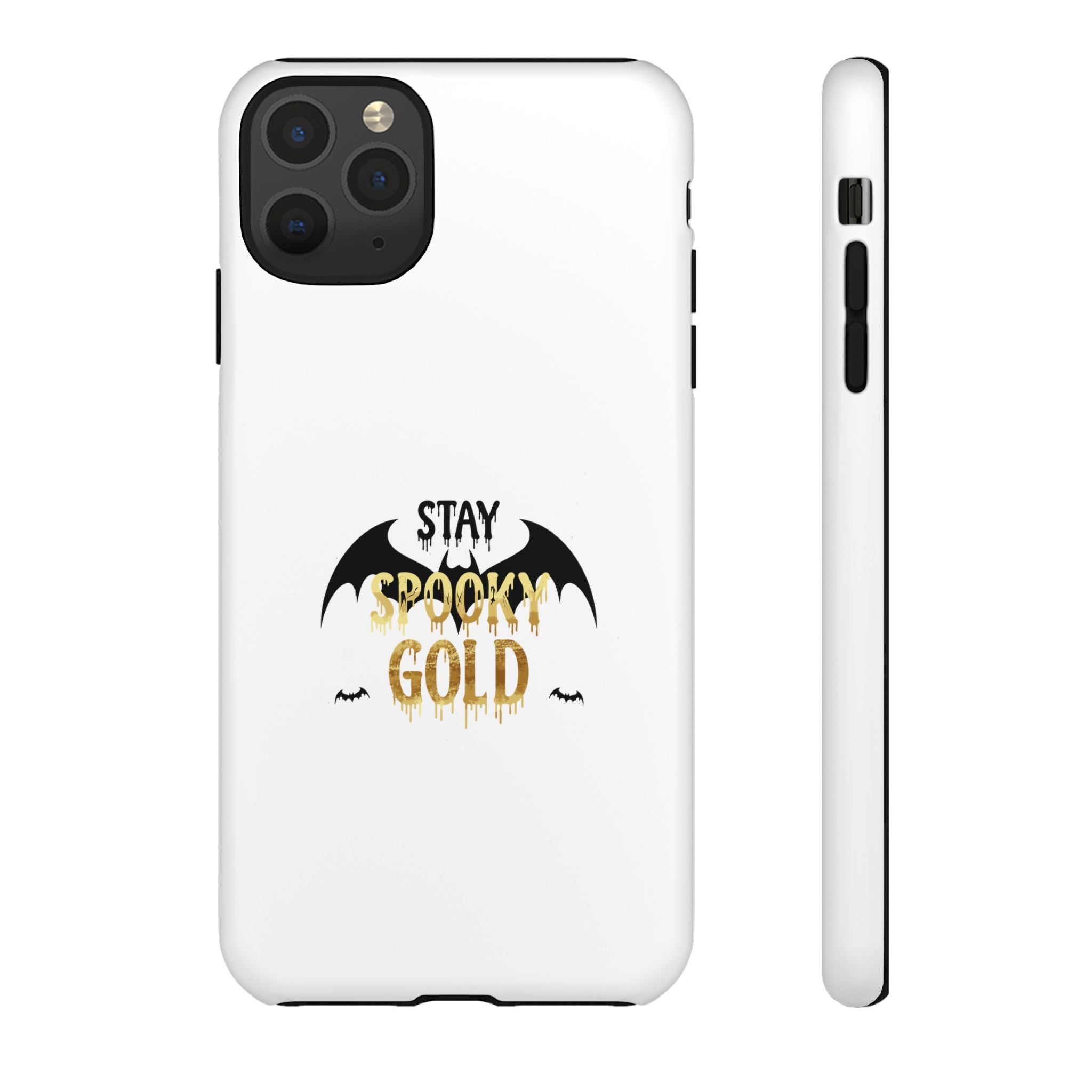 Stay Spooky Gold Phone Case Halloween Bat Design