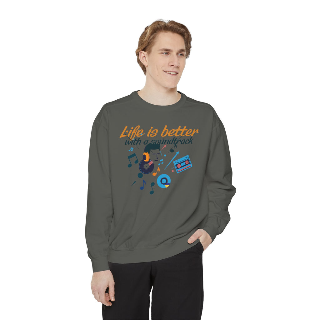 Music Lover Sweatshirt "Life Is Better With a Soundtrack" Retro Cassette Design