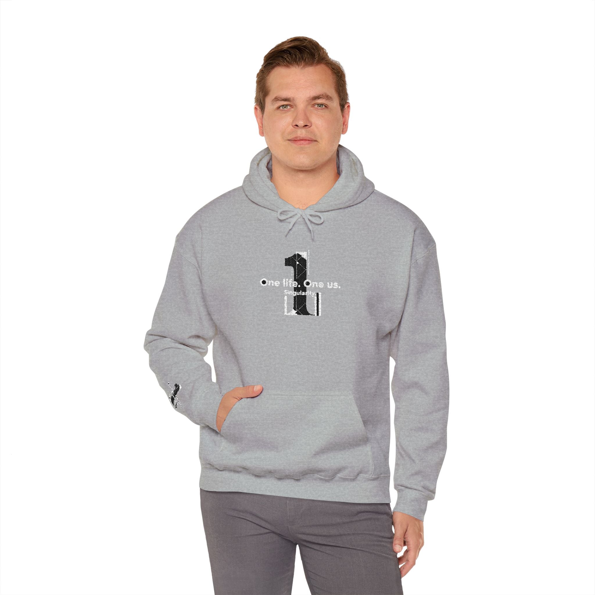 Hoodie Distressed 'One life, One us.' Minimal Graphic Pullover