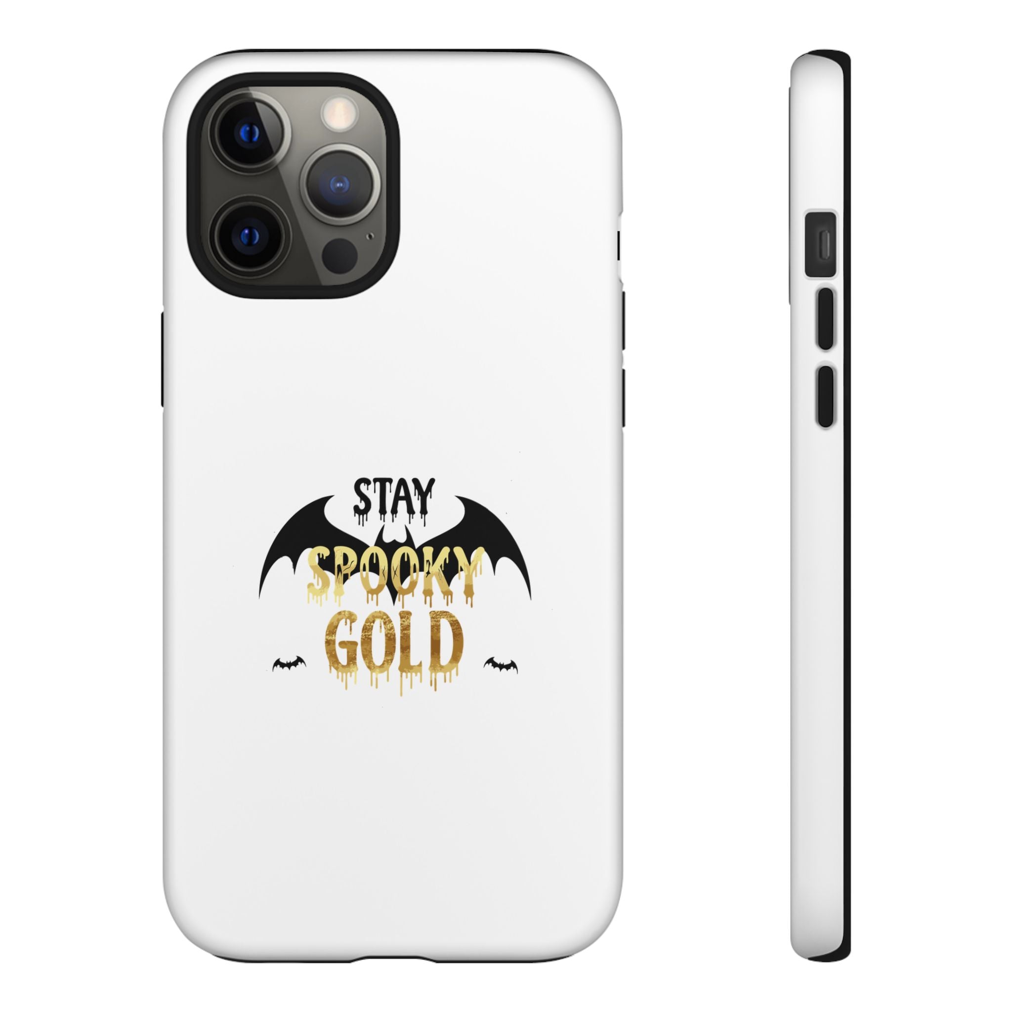 Stay Spooky Gold Phone Case Halloween Bat Design
