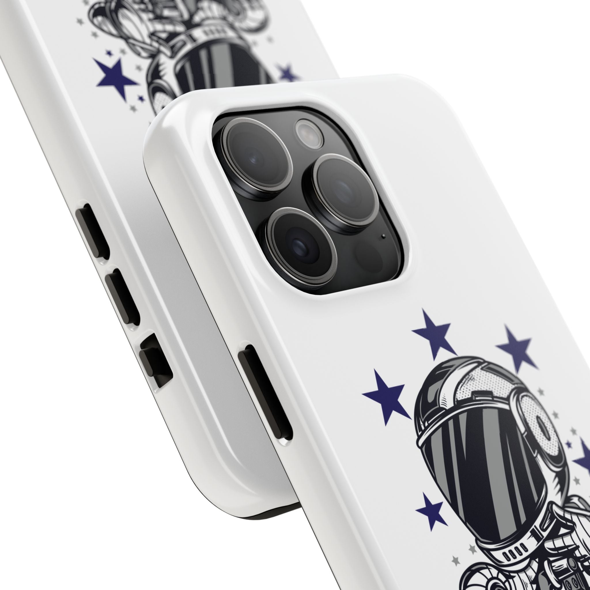 Astronaut Biker Tough Phone Case Retro Space Helmet Rider with Stars