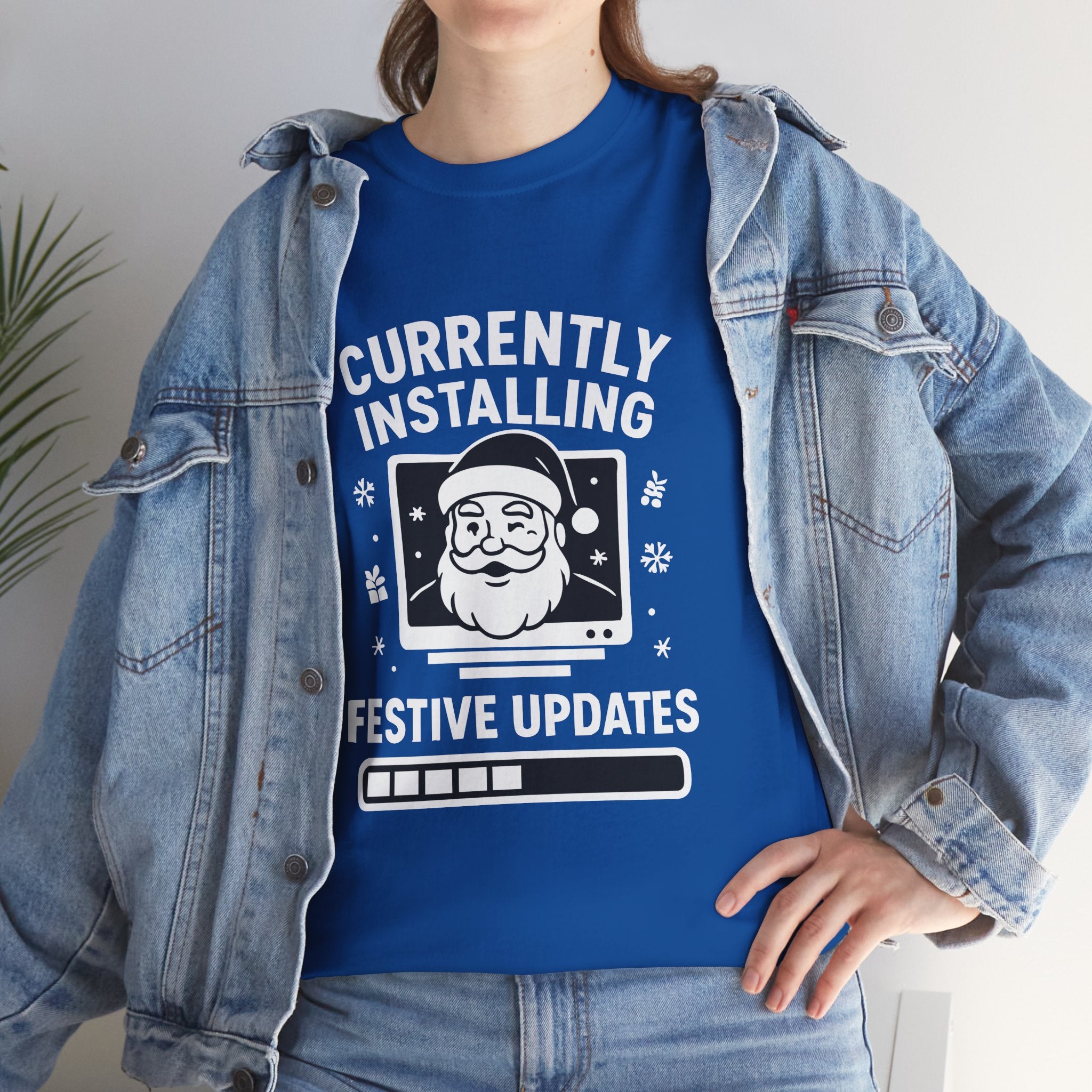 Currently Installing Festive Updates T-Shirt Funny Santa Christmas Holiday Tee