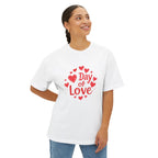 Day of Love Oversized Tee — Valentine’s Heart Graphic T‑Shirt