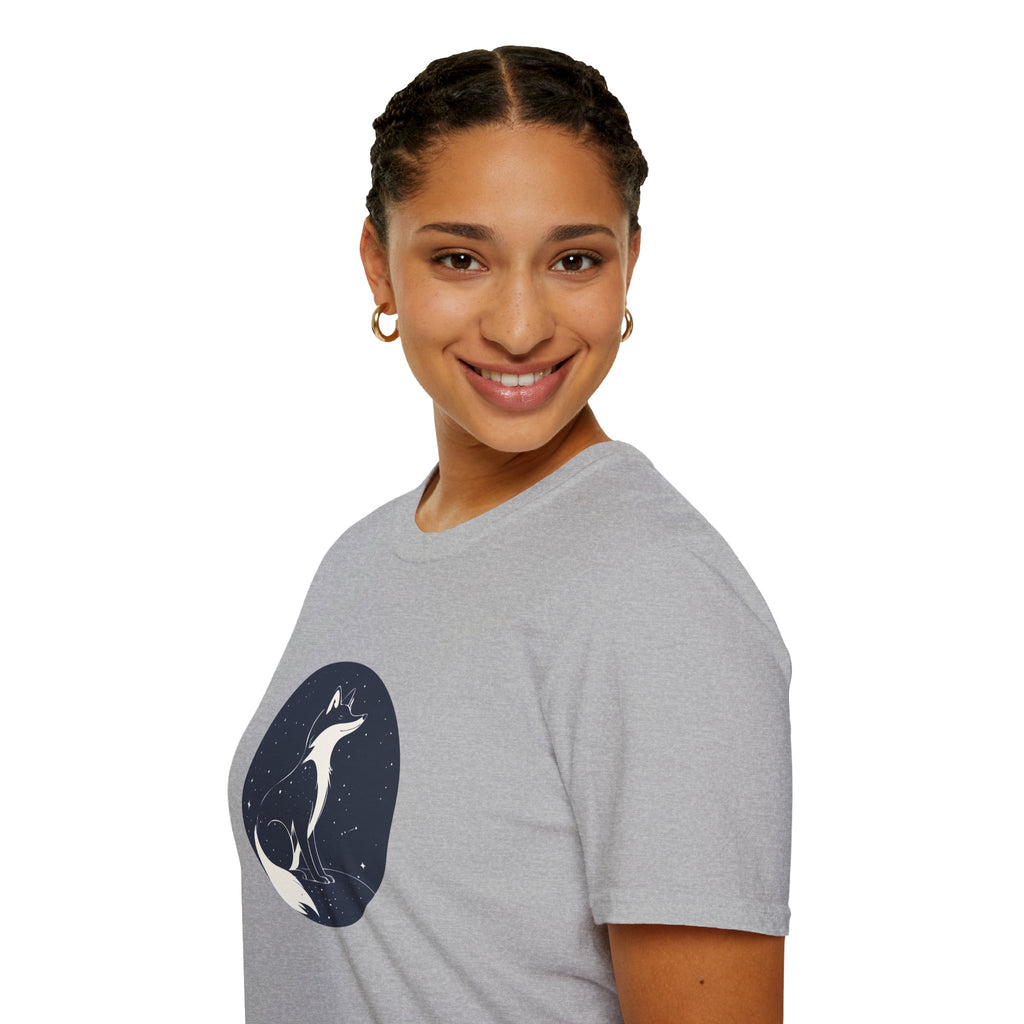 Fox Moon T‑Shirt Minimal Night Sky Fox Graphic Tee