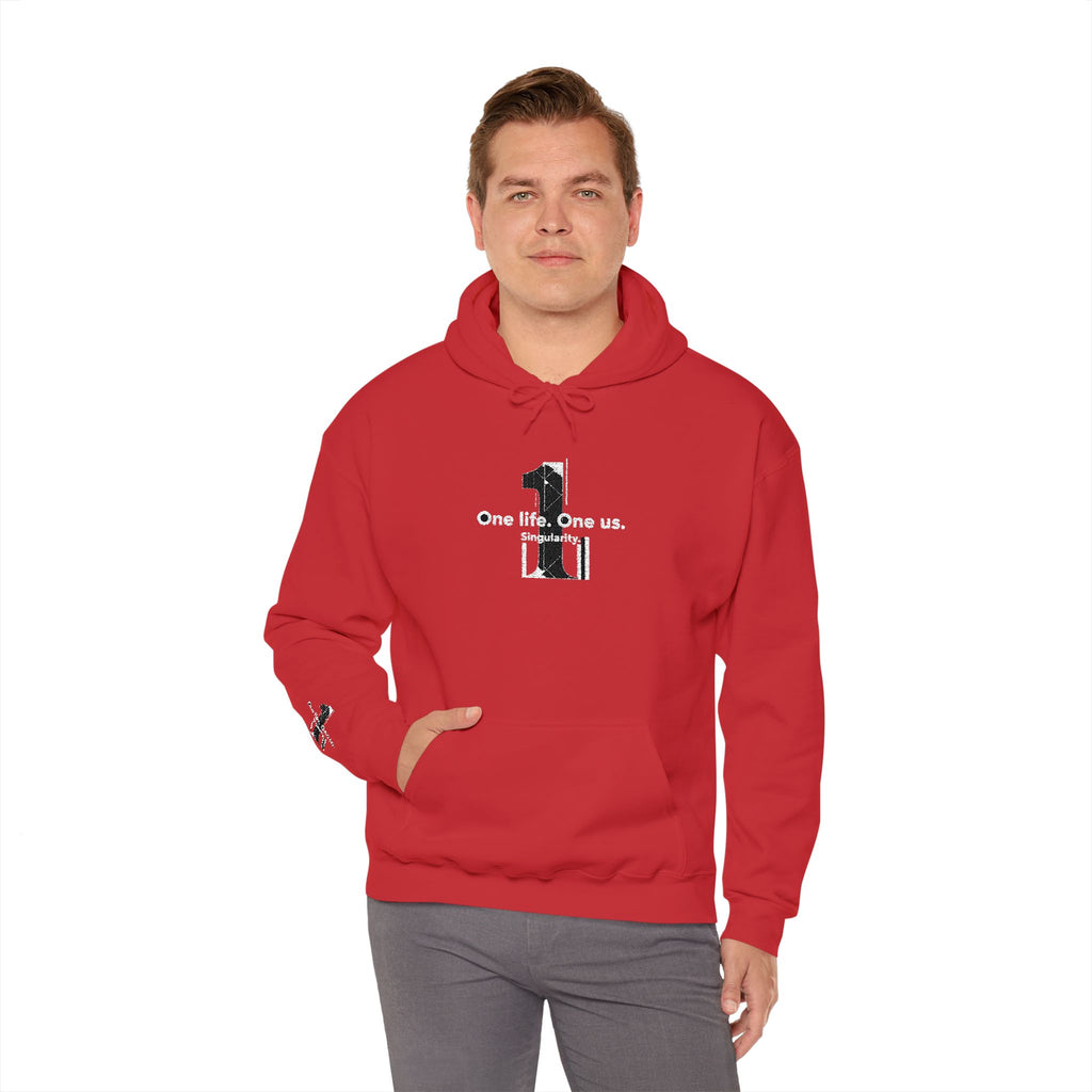 Hoodie Distressed 'One life, One us.' Minimal Graphic Pullover