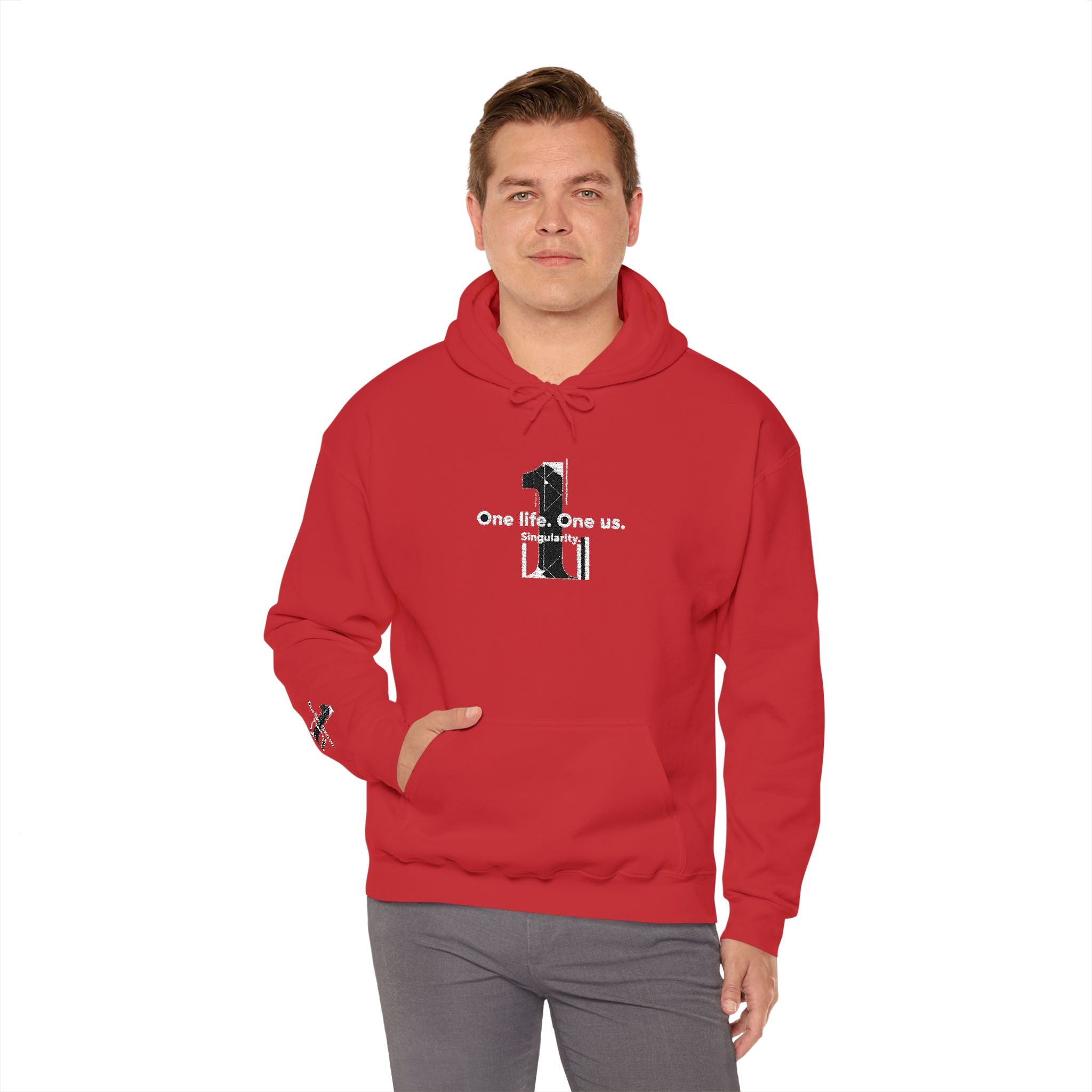 Hoodie Distressed 'One life, One us.' Minimal Graphic Pullover