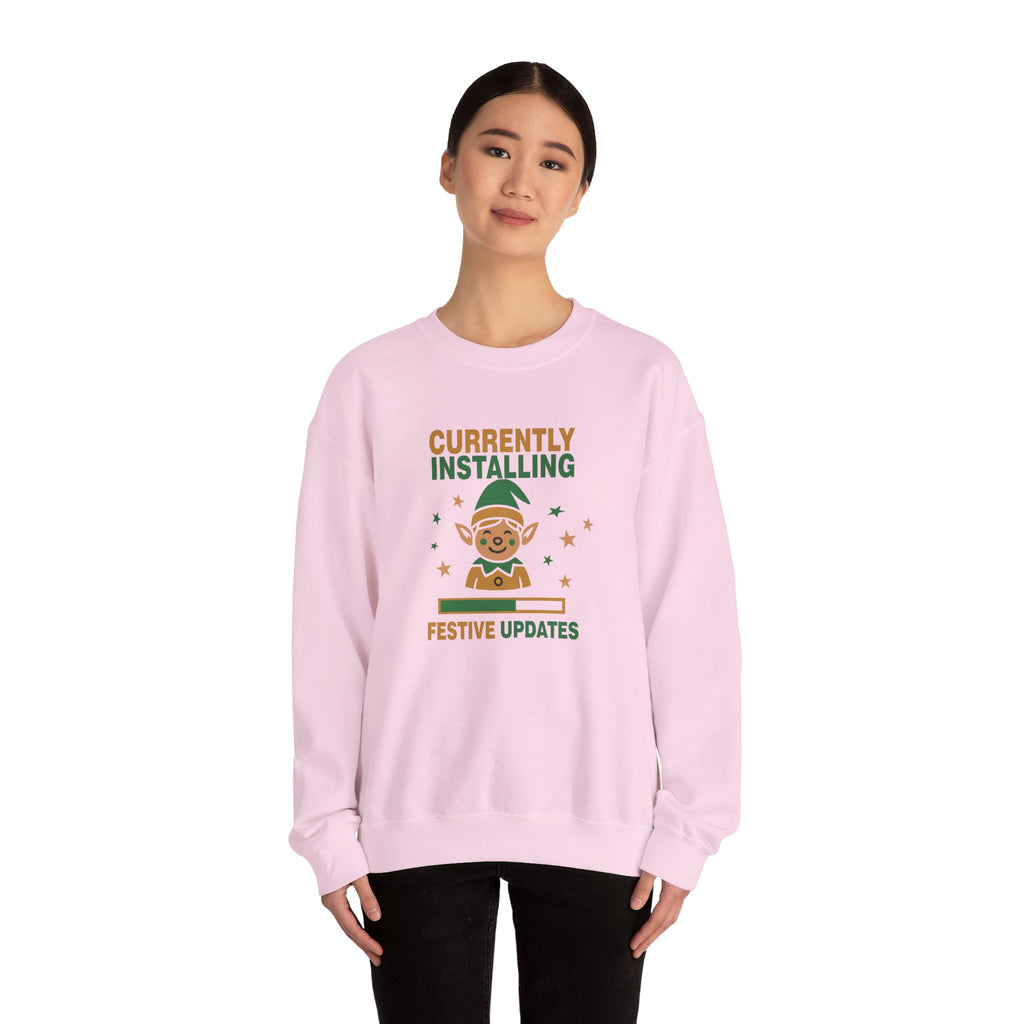Crewneck Sweatshirt Currently Installing Festive Updates Elf Holiday Graphic