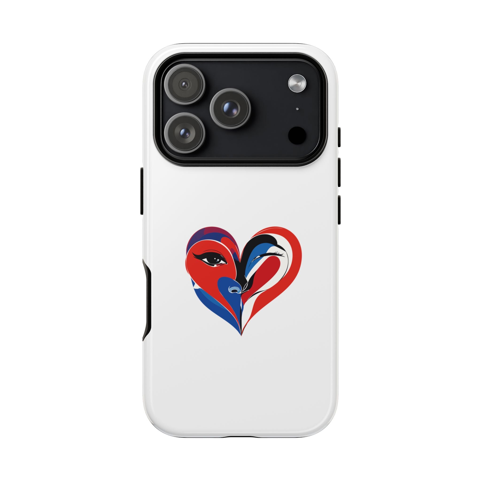 Heart Face Phone Case Red & Blue Abstract Love Design