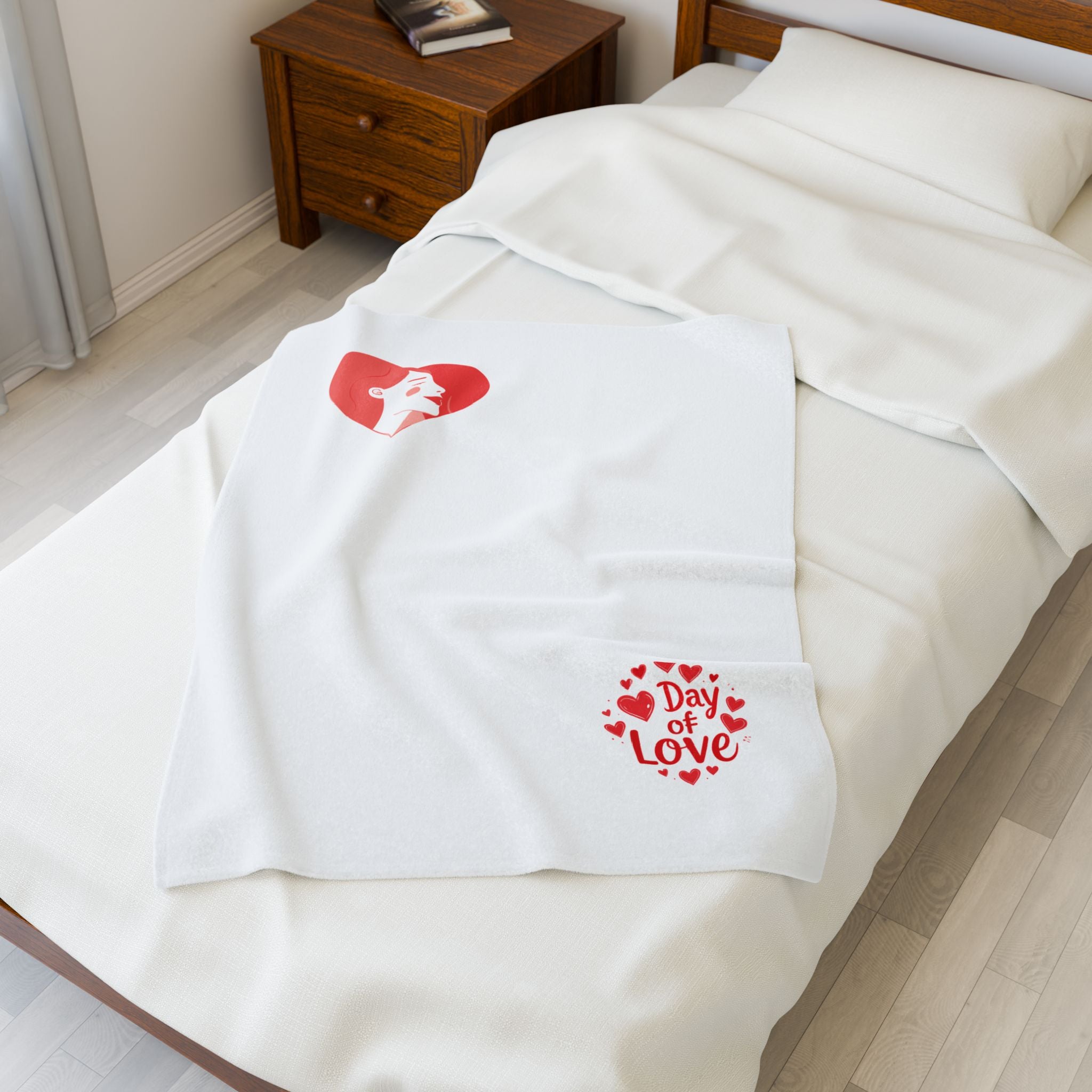 Velveteen Plush Blanket — 'Day of Love' Heart Portrait Throw (Valentine’s Cozy Gift)