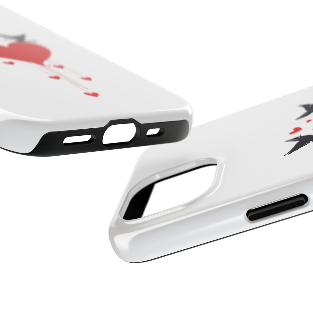 Tough Phone Case Red Dripping Heart with Doves Valentine's Protection