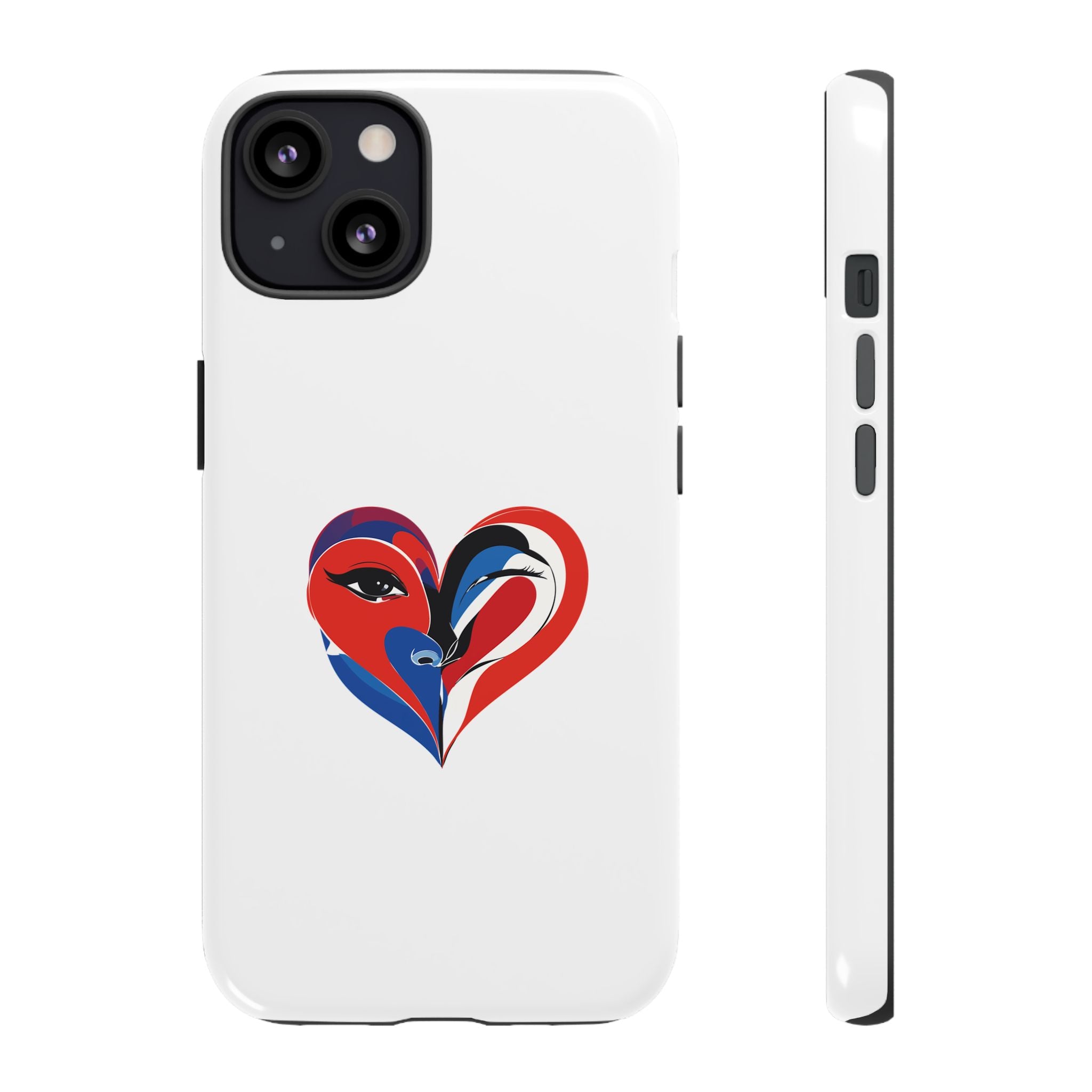Heart Face Phone Case Red & Blue Abstract Love Design