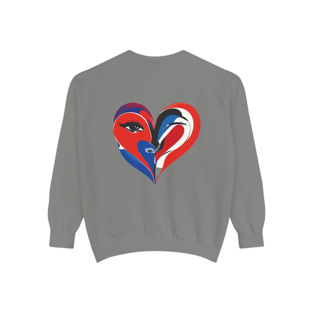 Heart Portrait Sweatshirt Artistic Dual-Face Love Graphic