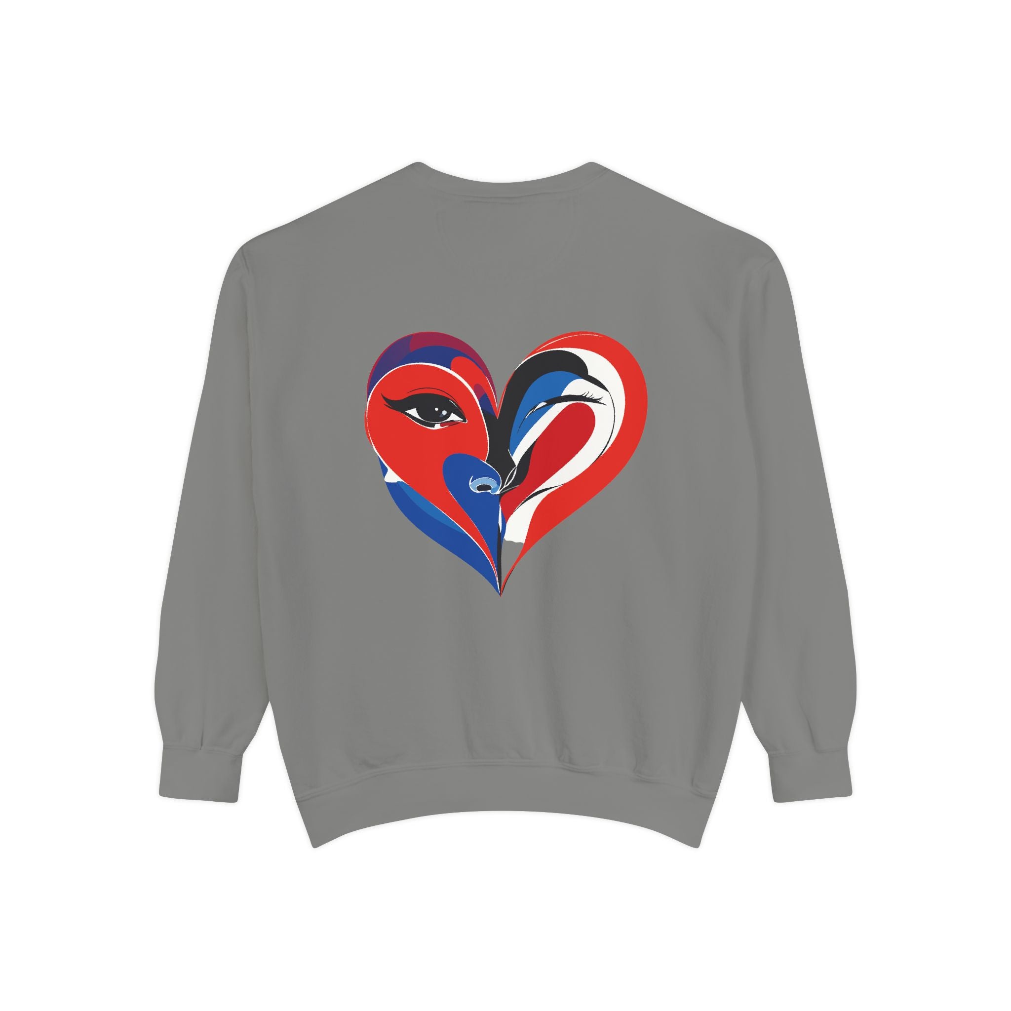 Heart Portrait Sweatshirt Artistic Dual-Face Love Graphic