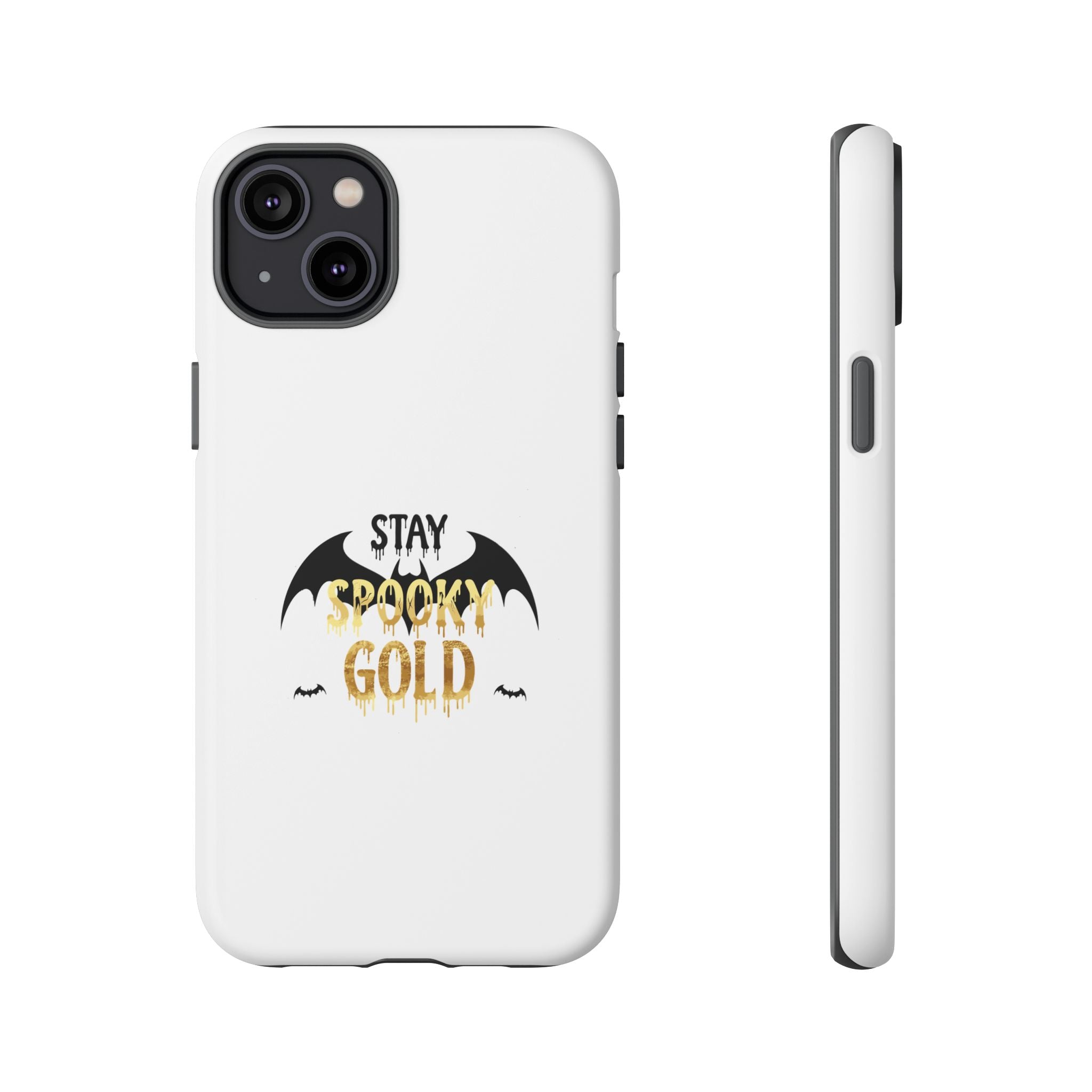 Stay Spooky Gold Phone Case Halloween Bat Design
