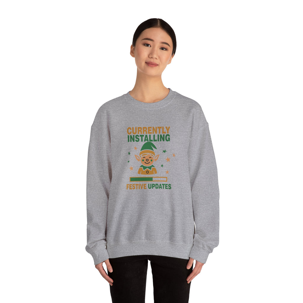 Crewneck Sweatshirt Currently Installing Festive Updates Elf Holiday Graphic