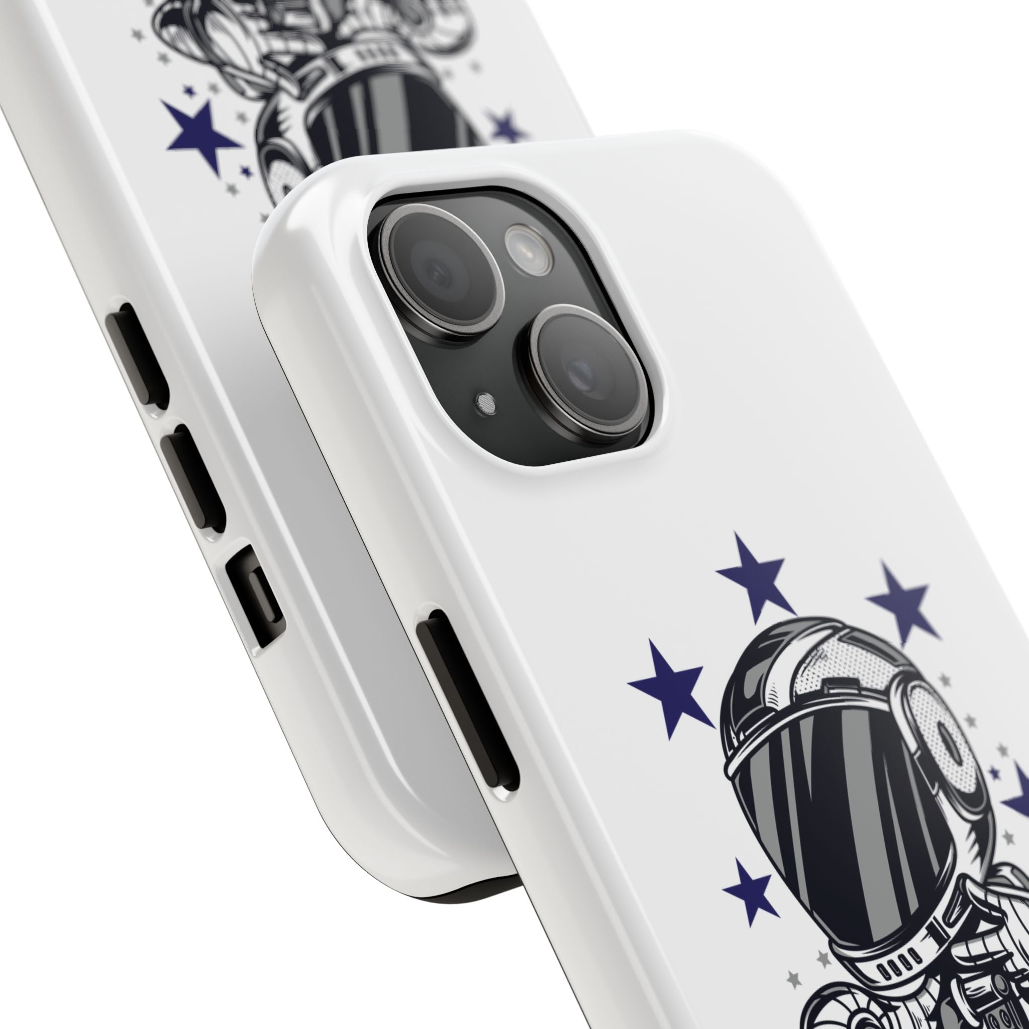 Astronaut Biker Tough Phone Case Retro Space Helmet Rider with Stars