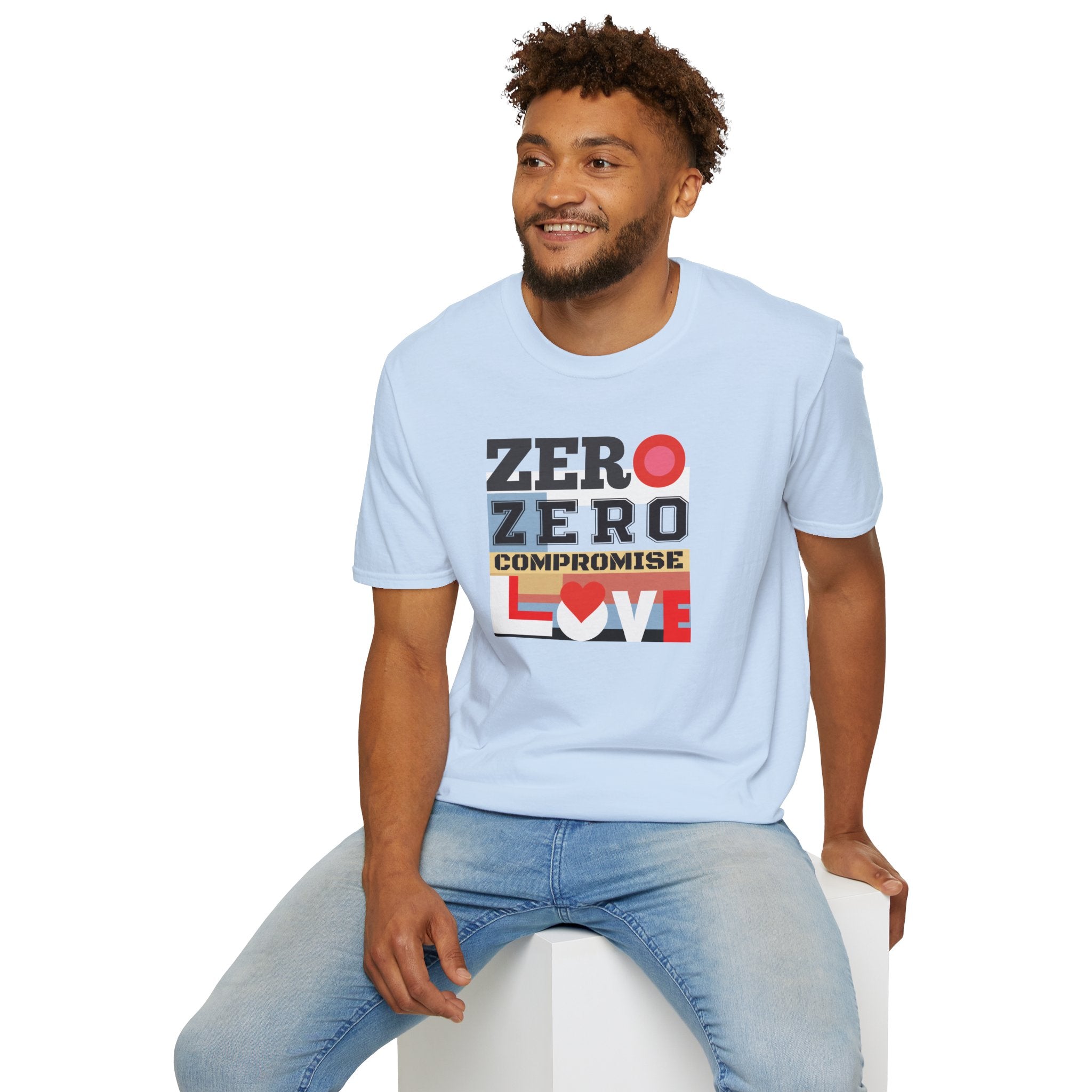T-Shirt "Zero Compromise Love" Bold Graphic Typography Tee