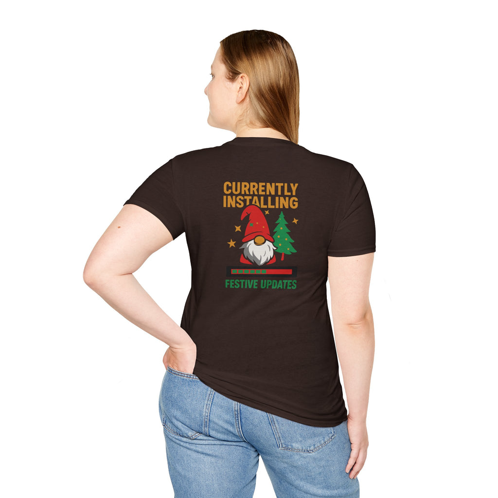 Currently Installing Festive Updates Christmas T-Shirt Holiday Gnome Tee