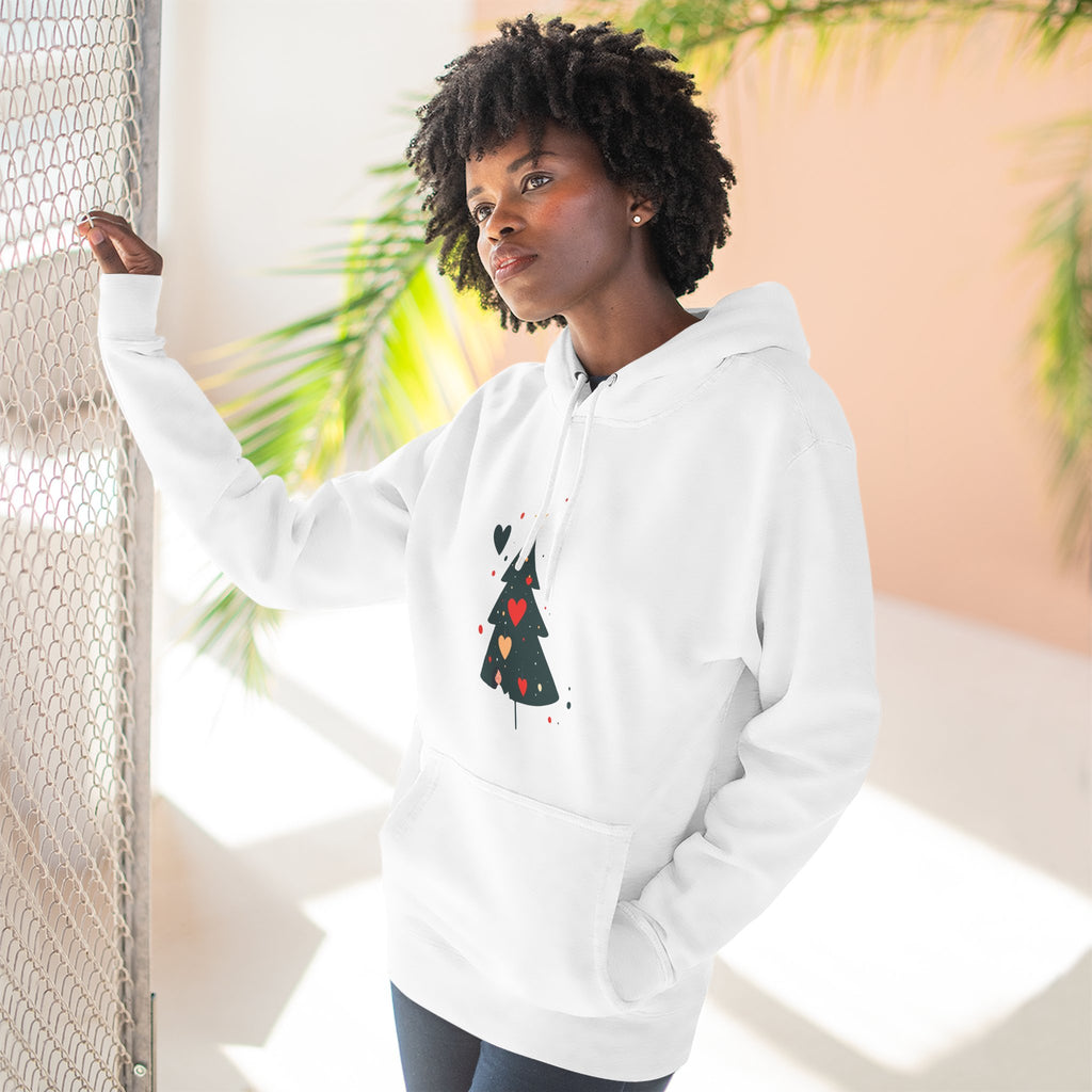 Christmas Tree Heart Hoodie – Cute Minimal Holiday Fleece Hoodie