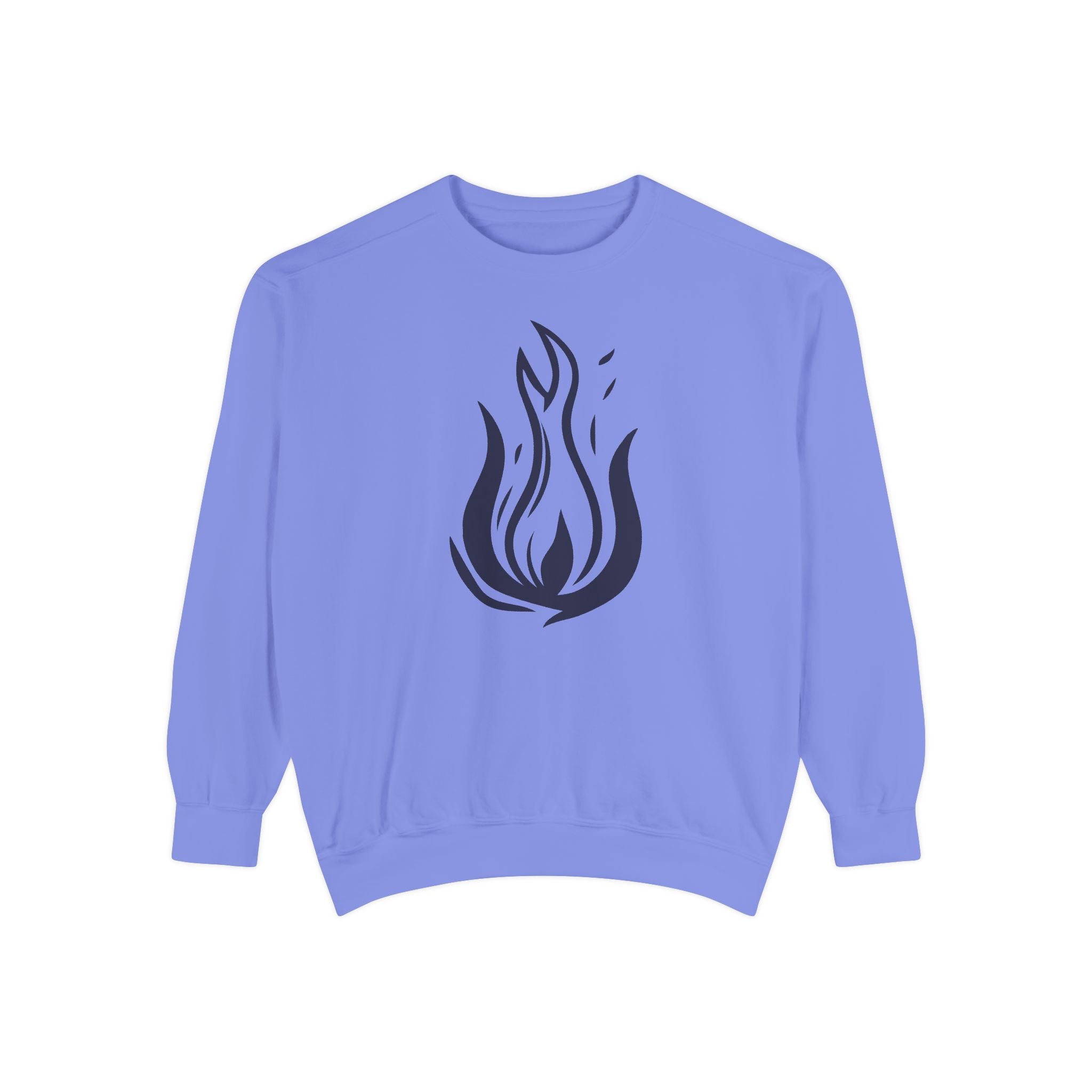 Stylized Flame Graphic Sweatshirt Minimal Fire Illustration Crewneck