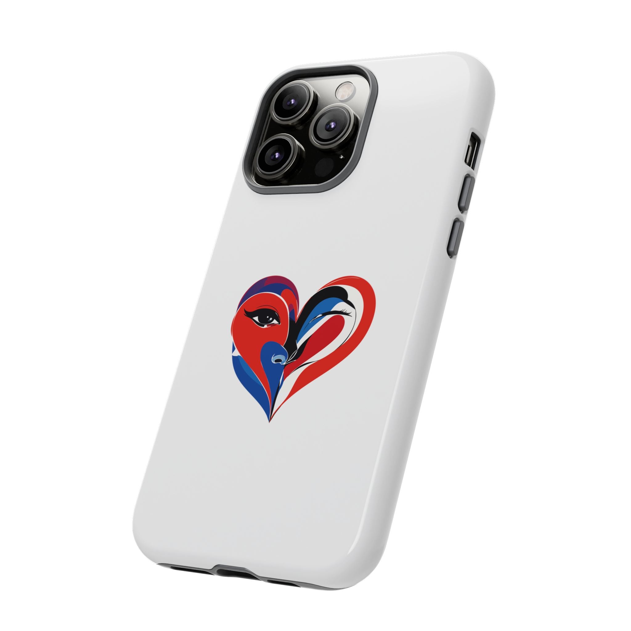 Heart Face Phone Case Red & Blue Abstract Love Design