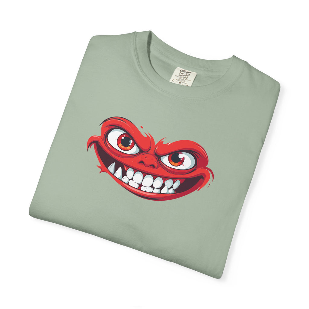 Angry Grin T-Shirt Red Mischievous Face Graphic Tee