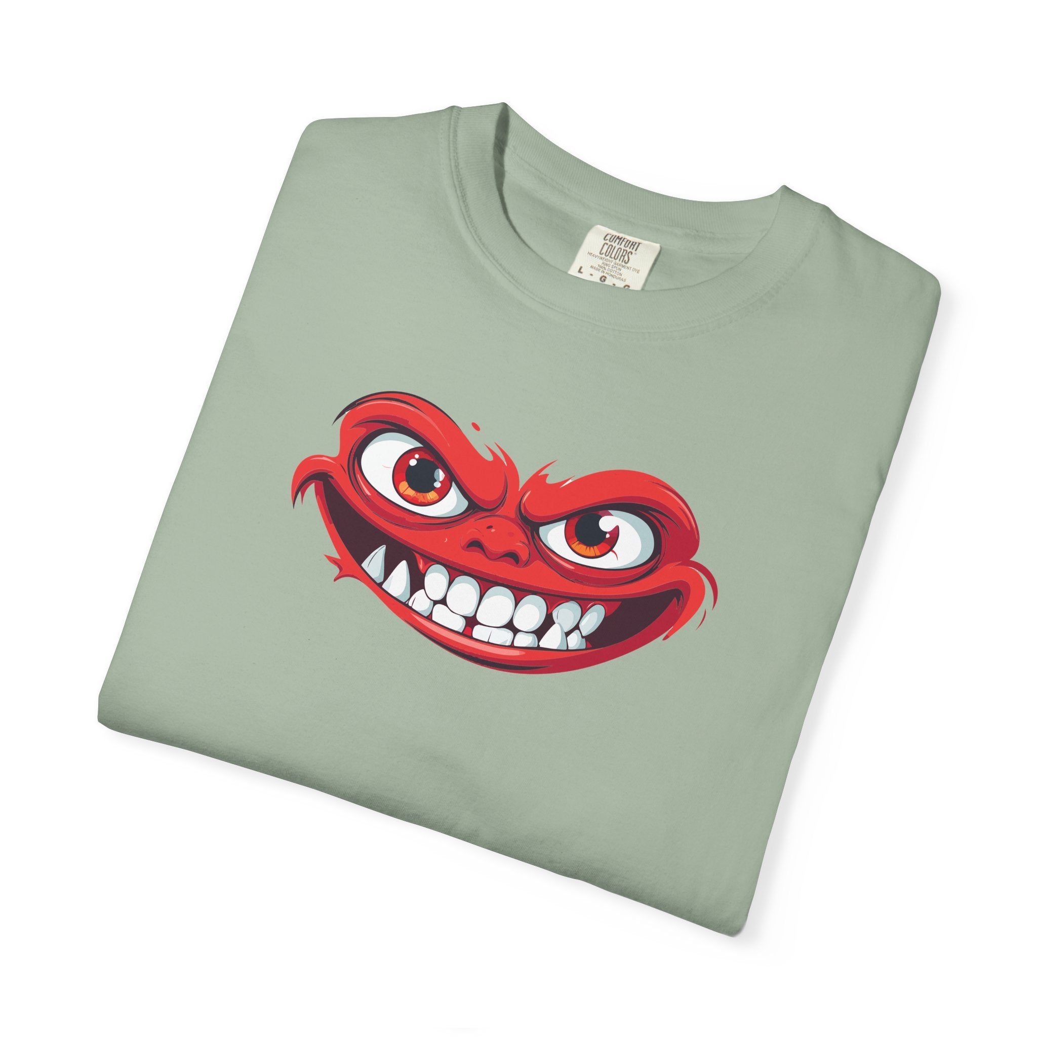 Angry Grin T-Shirt Red Mischievous Face Graphic Tee