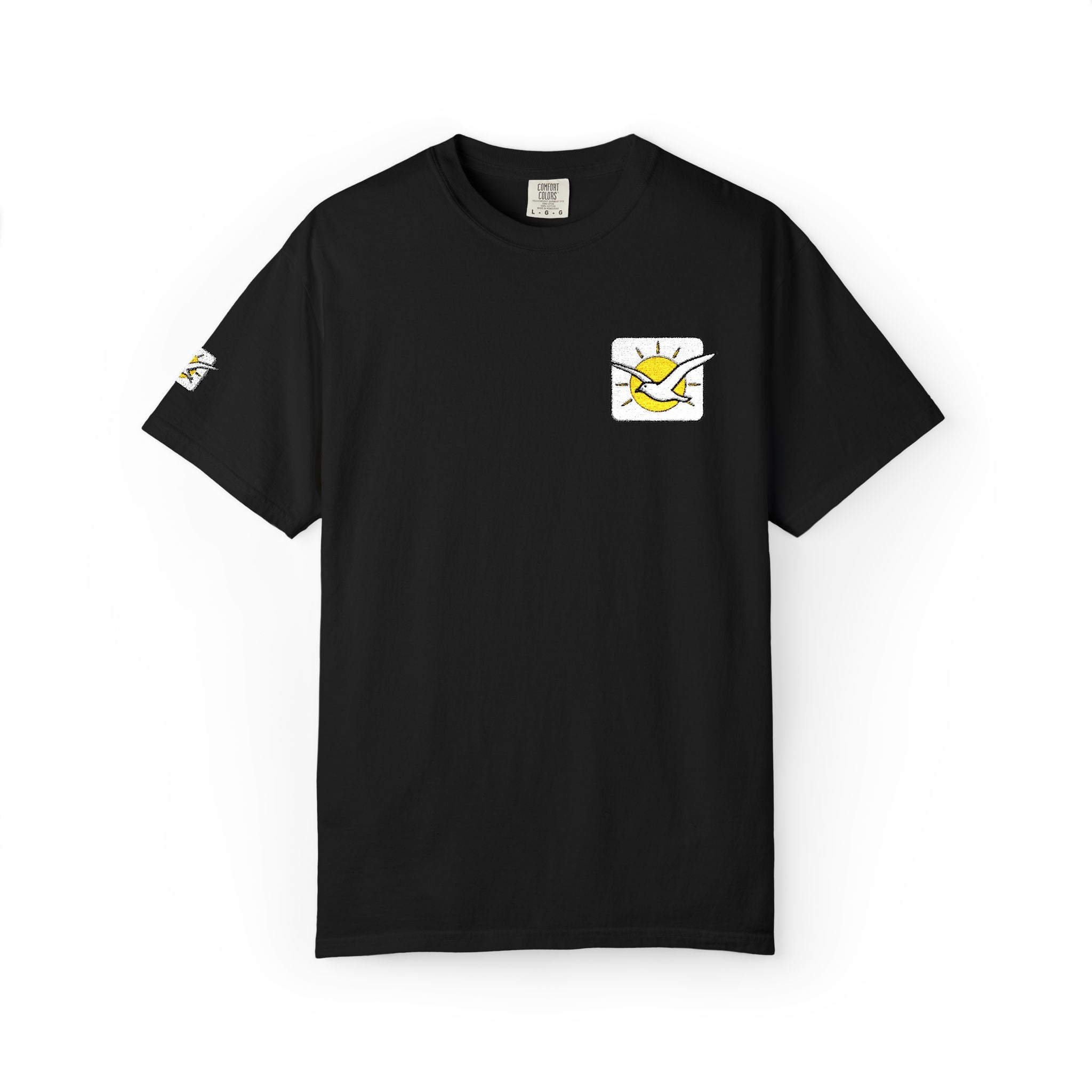 Embroidered Pocket Duck T‑Shirt Cute Cartoon Duck Patch Tee Washed Garment-Dyed Heavyweight