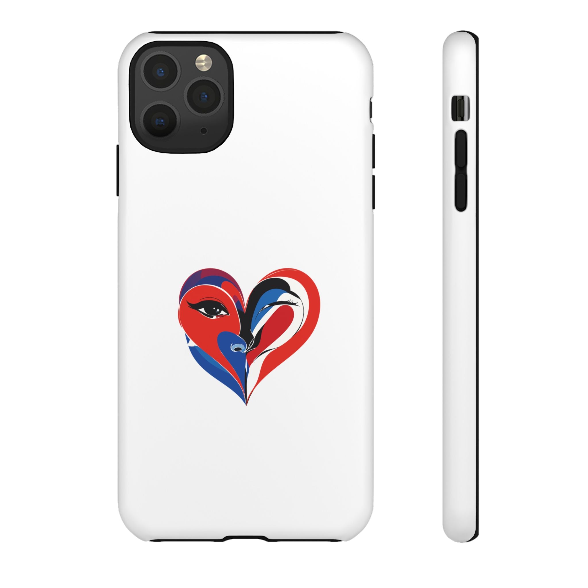 Heart Face Phone Case Red & Blue Abstract Love Design