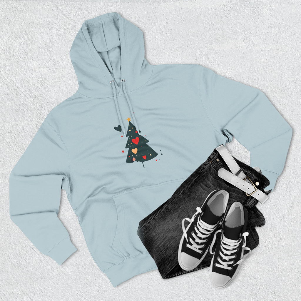 Christmas Tree Heart Hoodie – Cute Minimal Holiday Fleece Hoodie