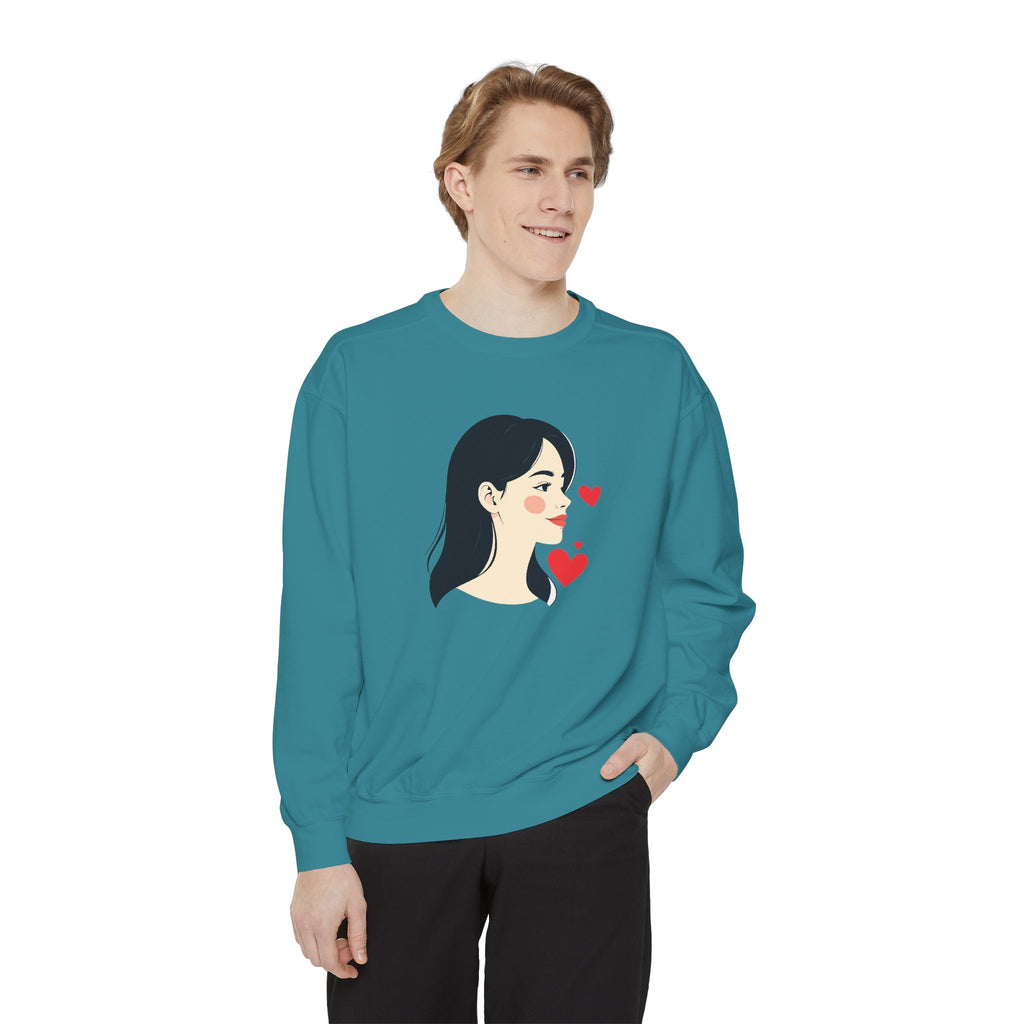 Heart Portrait Sweatshirt Artistic Dual-Face Love Graphic