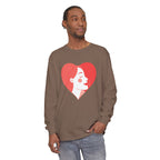 Heart Portrait Long Sleeve Tee — Romantic Red Lady Graphic