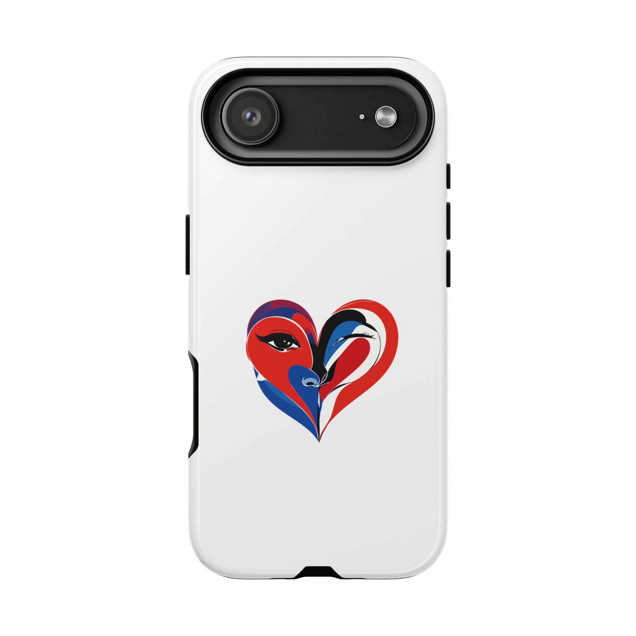 Heart Face Phone Case Red & Blue Abstract Love Design