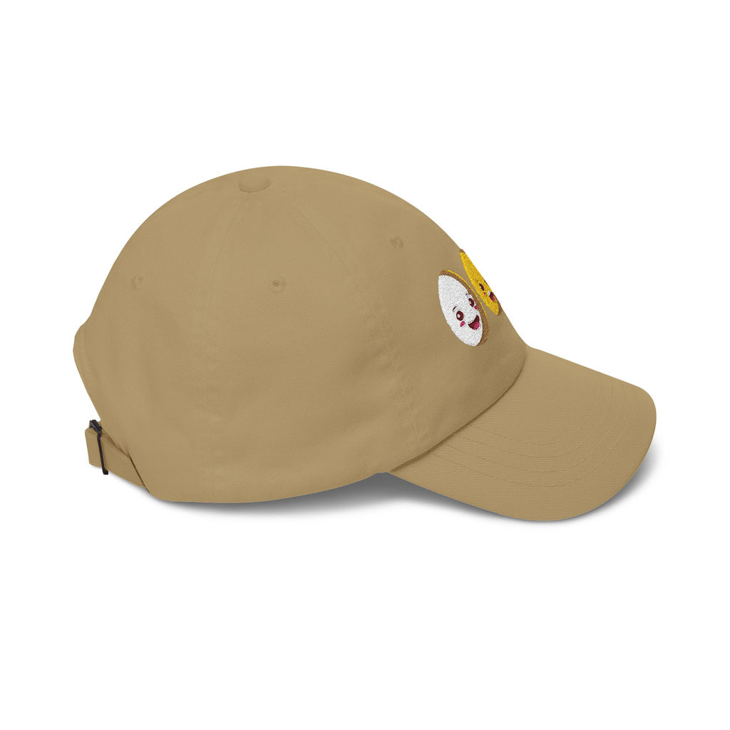 Dad Cap Sequin Egg Trio Embroidered Hat (Cute Breakfast Emoji)