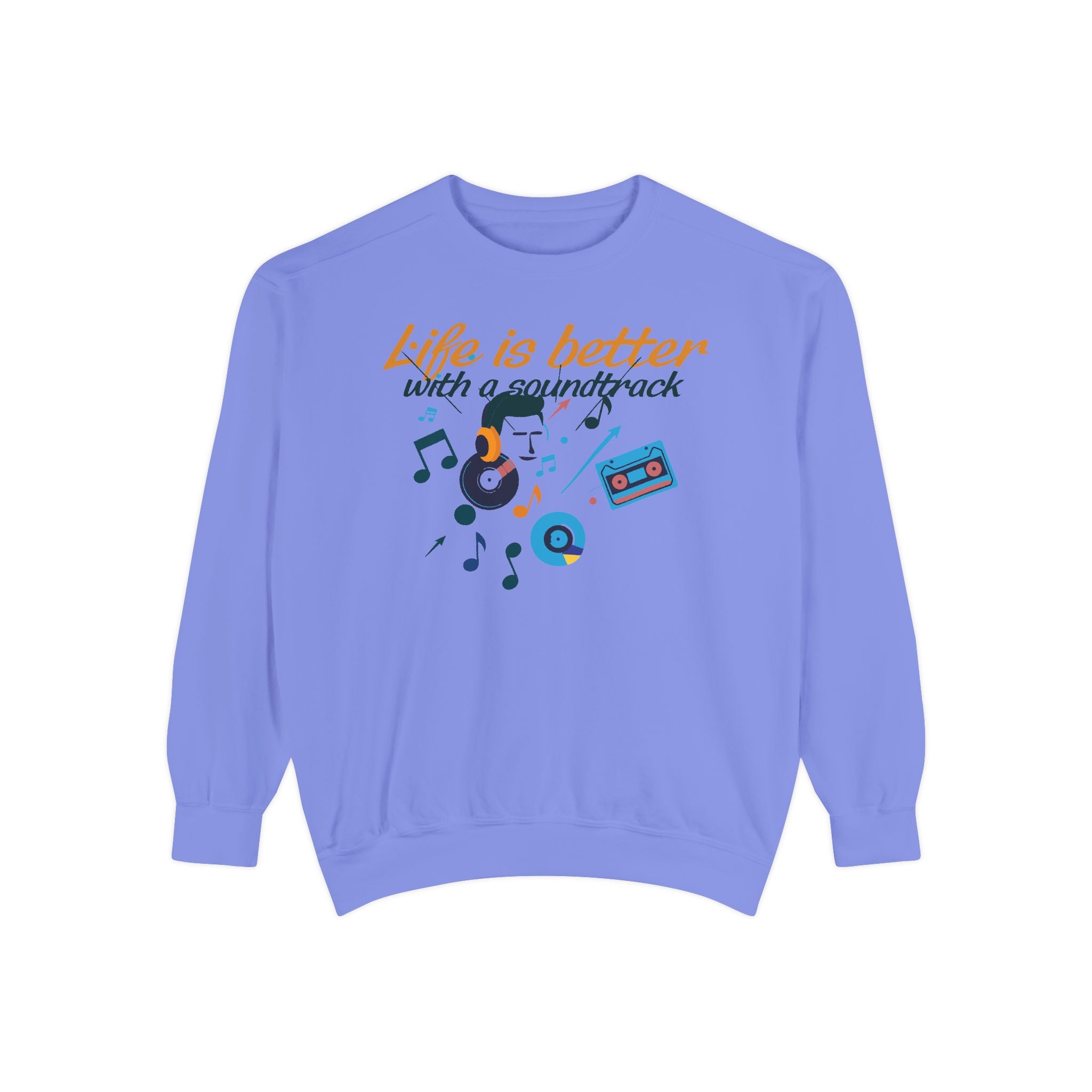 Music Lover Sweatshirt "Life Is Better With a Soundtrack" Retro Cassette Design