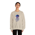 Jellyfish Graphic Crewneck Sweatshirt Cute Blue & Pink Ocean Animal Tee for Beach Lovers