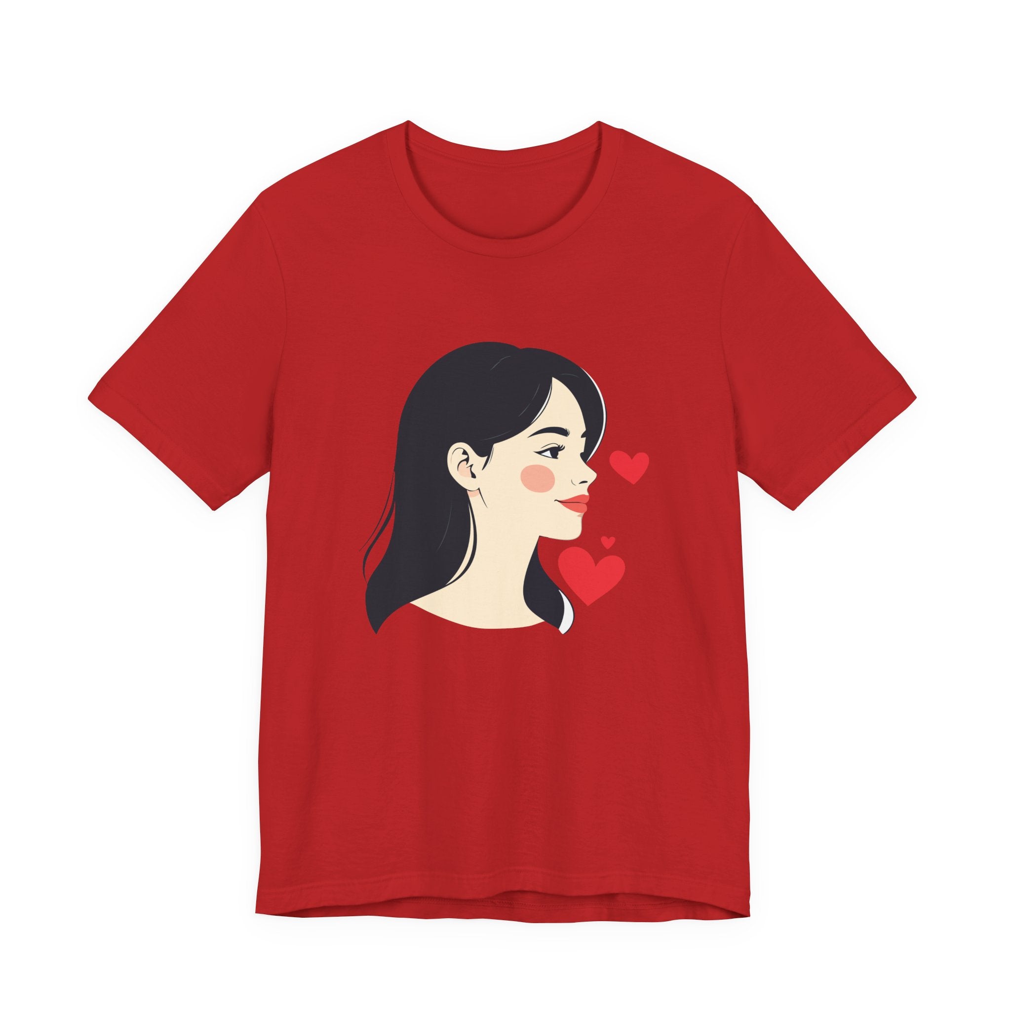 Women’s Portrait Tee with Heart Accents – Cute Kawaii Girl Graphic T-Shirt